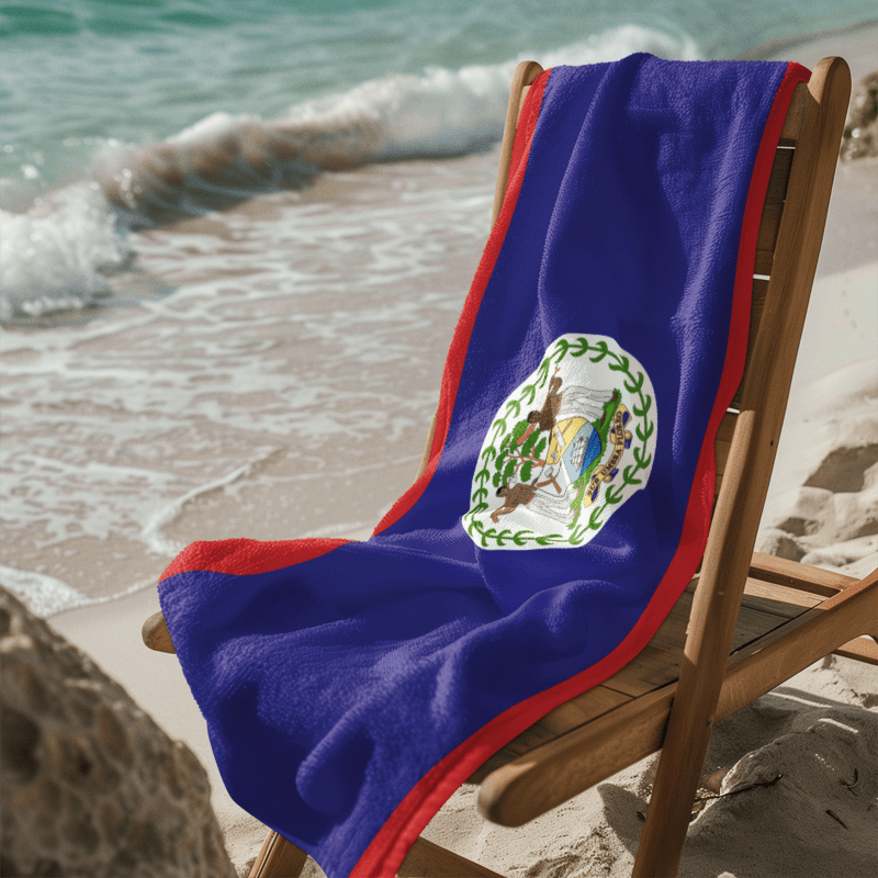 Belize Flag Beach Towel Beach Towel (Generic Brand) La Vie Bien Belize Flag Beach Towel
