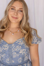 Bella Charm Necklace in Blue by Rose & Clay