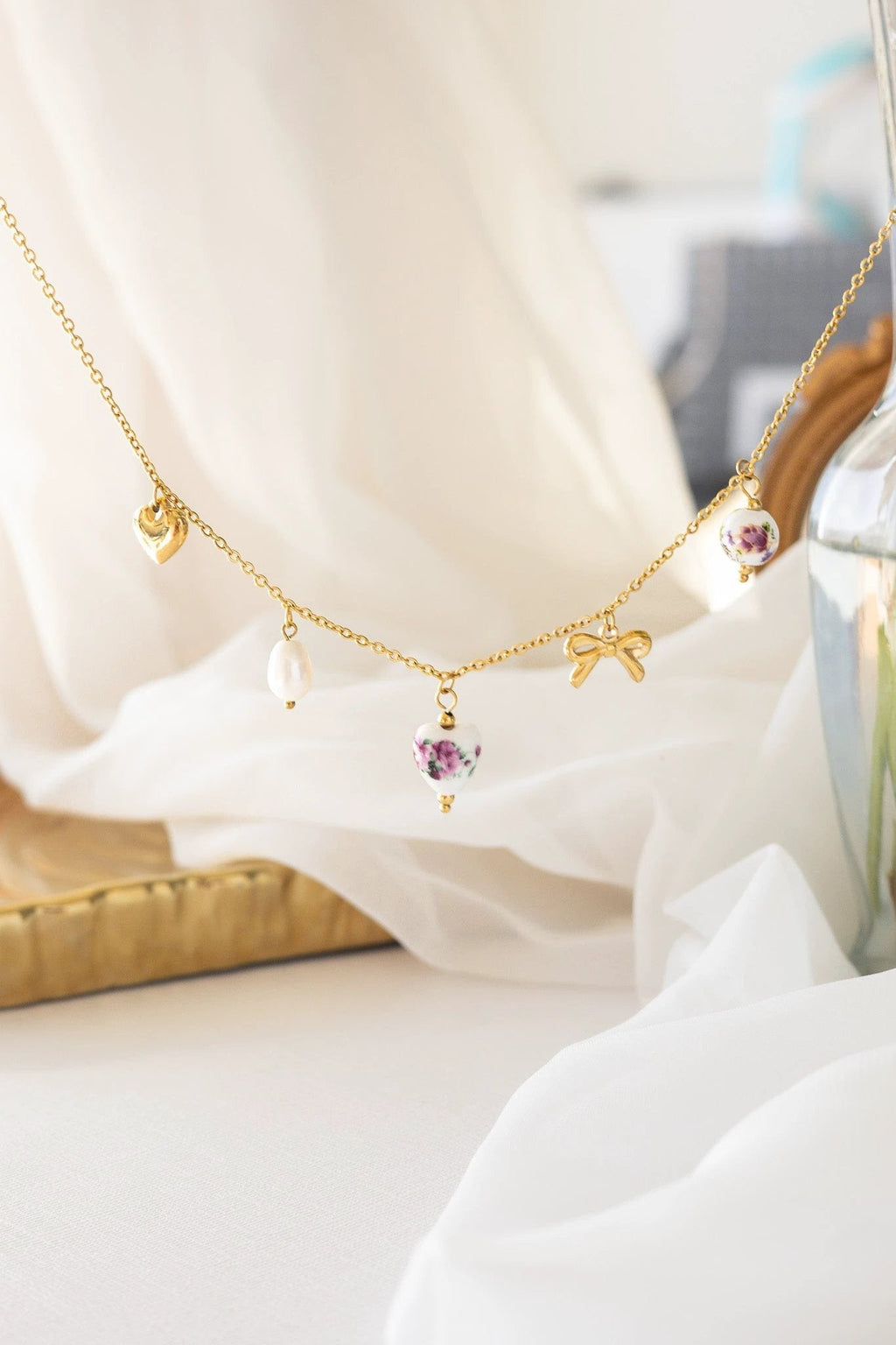 Bella Charm Necklace in Rose by Rose & Clay