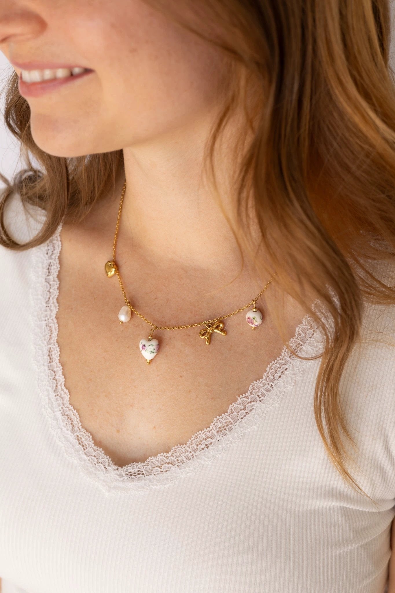 Bella Charm Necklace in Rose by Rose & Clay