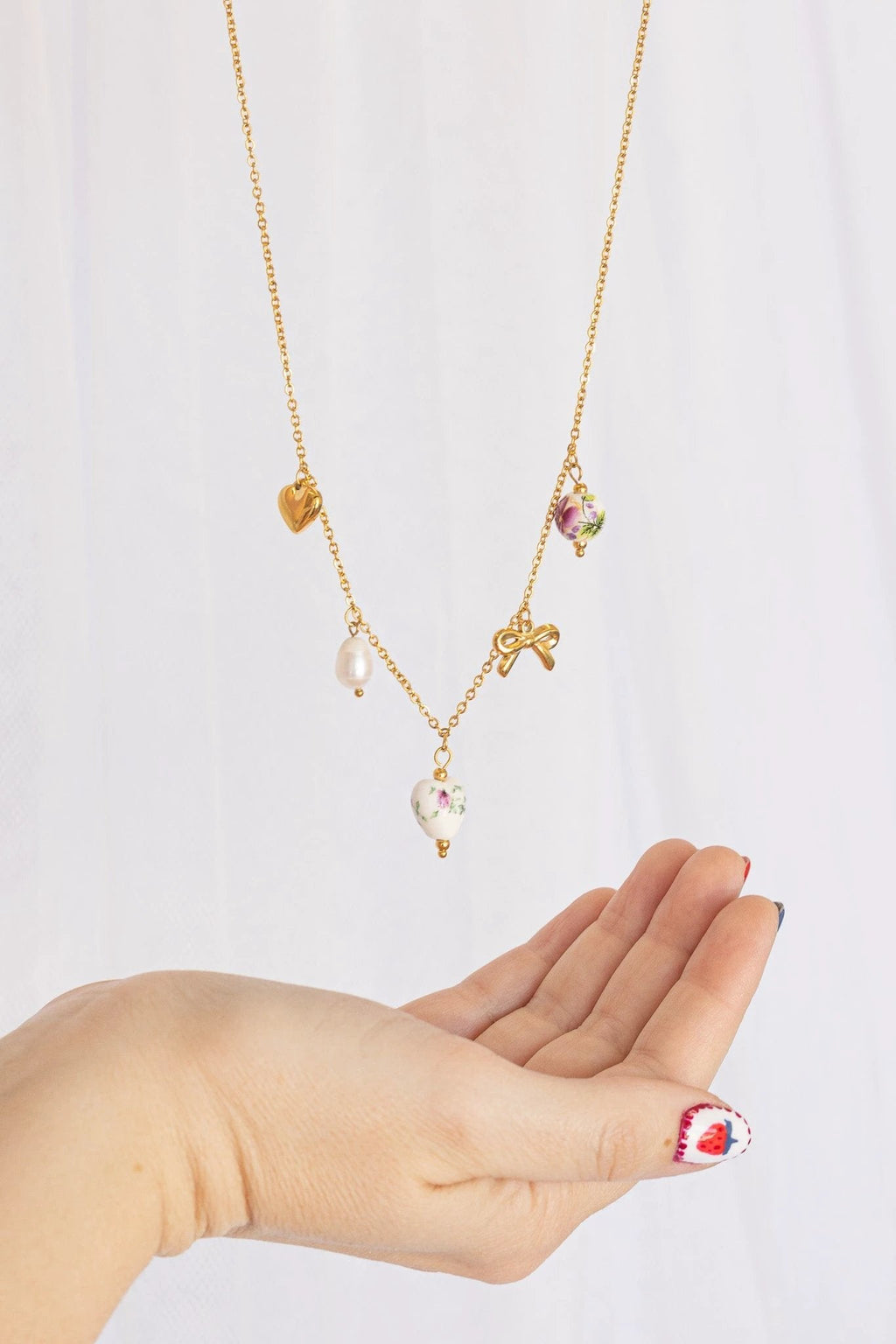 Bella Charm Necklace in Rose by Rose & Clay