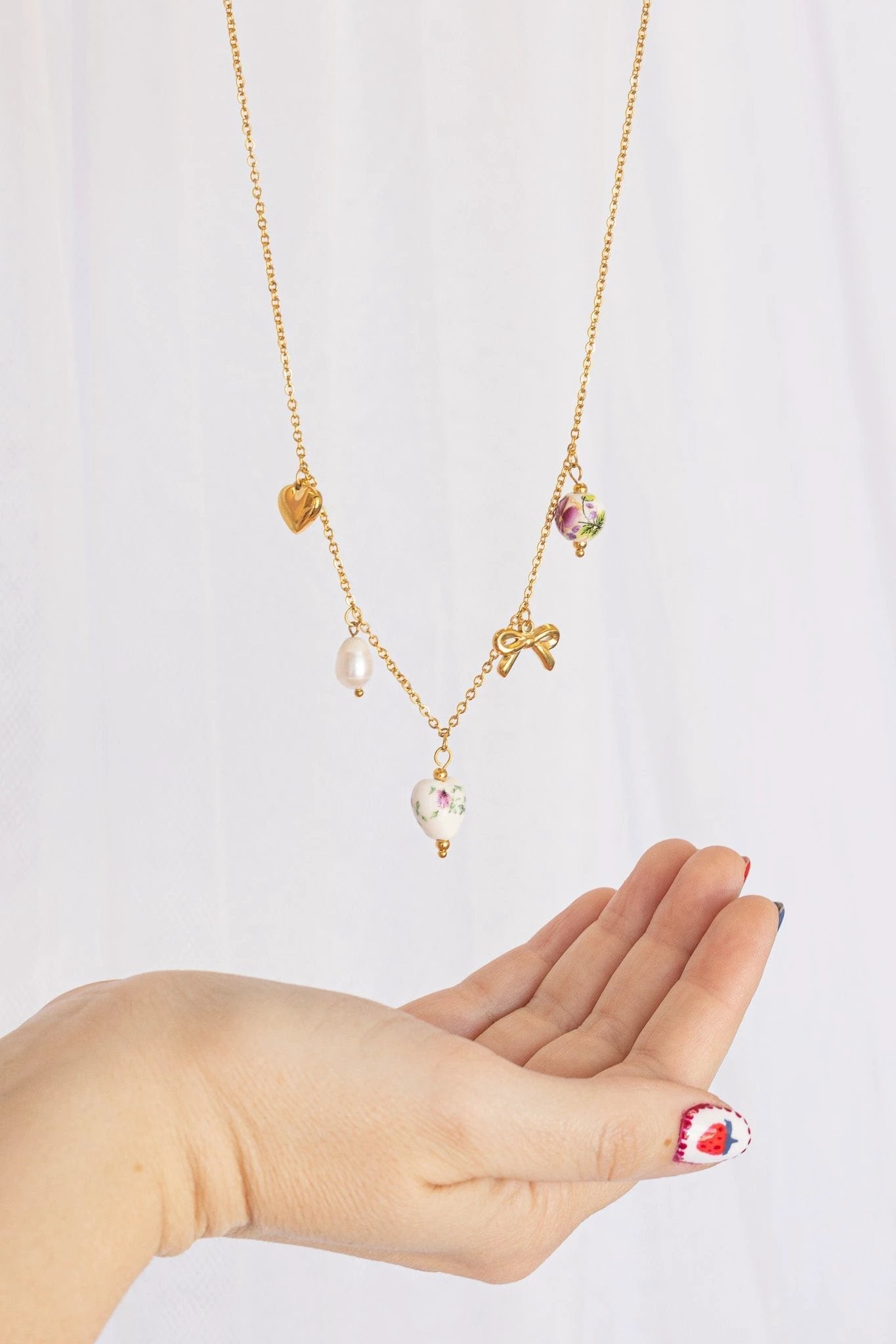 Bella Charm Necklace in Rose by Rose & Clay