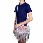 Bella Crossbody Embroidered Fringe Envelope Bag - Thailand Bags La Vie Bien Bella Crossbody Embroidered Fringe Envelope Bag - Thailand