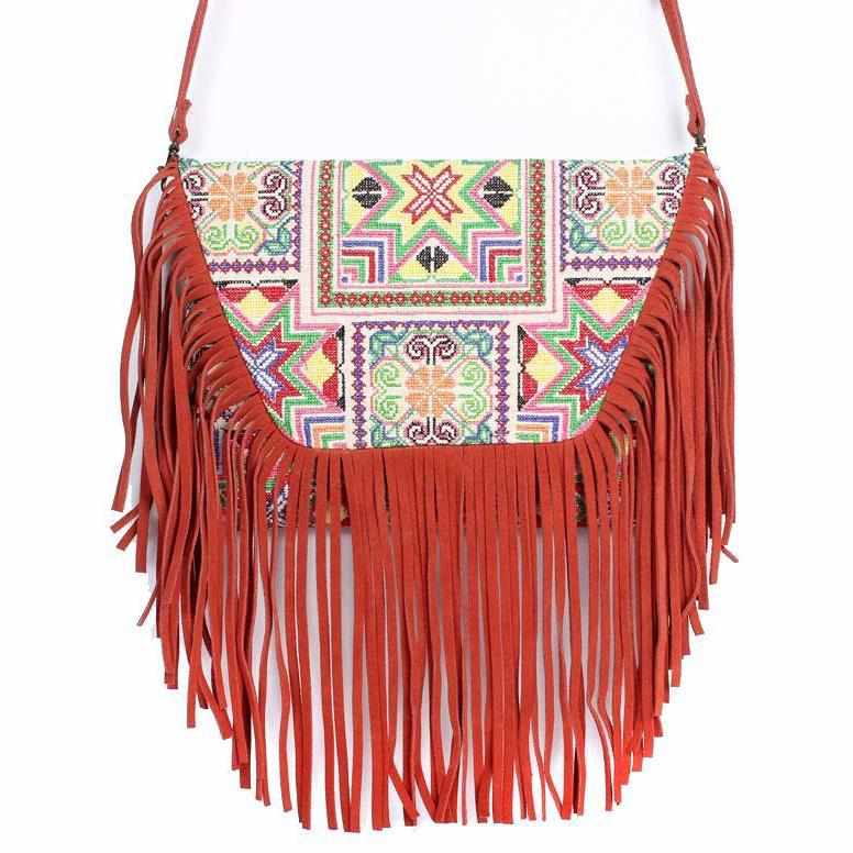Bella Crossbody Embroidered Fringe Envelope Bag - Thailand Bags La Vie Bien Bella Crossbody Embroidered Fringe Envelope Bag - Thailand