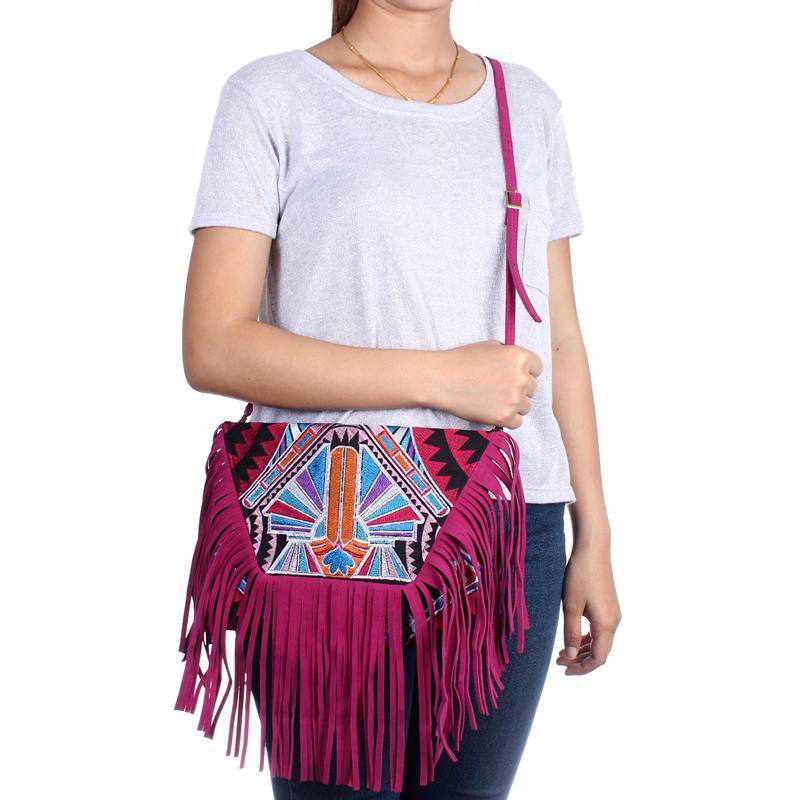 Bella Crossbody Embroidered Fringe Envelope Bag - Thailand Bags La Vie Bien Bella Crossbody Embroidered Fringe Envelope Bag - Thailand