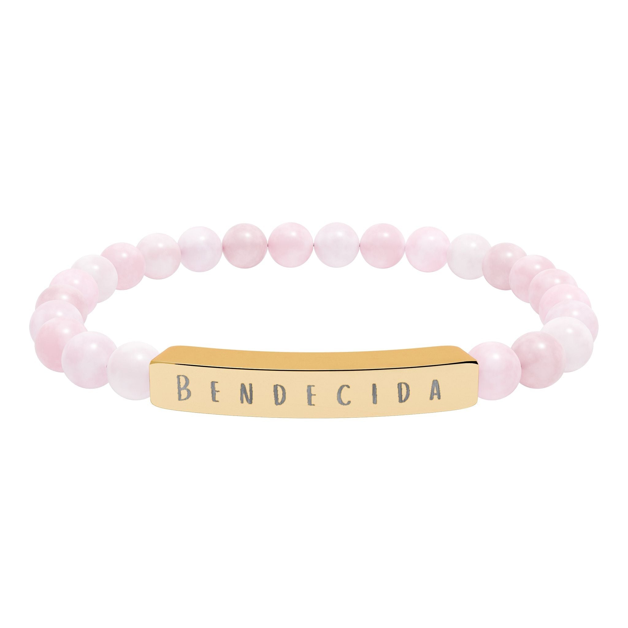 Bendecida (Blessed) Spanish Engraved Natural Stone Stretch Bar Bracelet – Beaded Bracelet Accessories La Vie Bien Bendecida (Blessed) Spanish Engraved Natural Stone Stretch Bar Bracelet – Beaded Bracelet