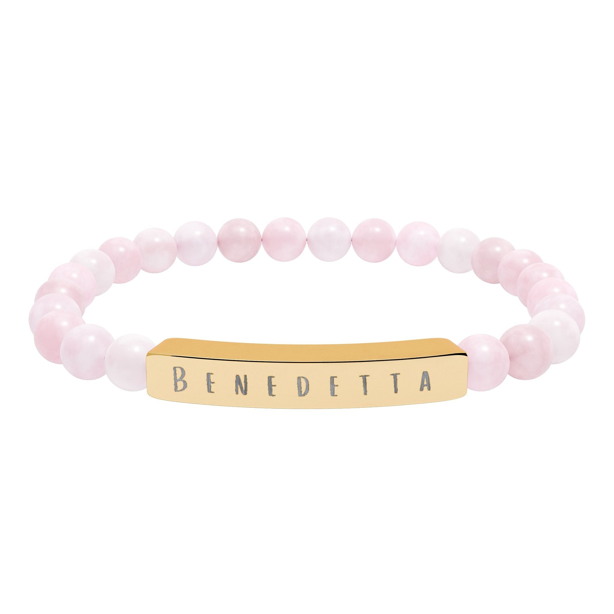 Benedetta (Blessed) Engraved Natural Stone Stretch Bar Bracelet — Italian Beaded Bracelet Accessories La Vie Bien Benedetta (Blessed) Engraved Natural Stone Stretch Bar Bracelet — Italian Beaded Bracelet