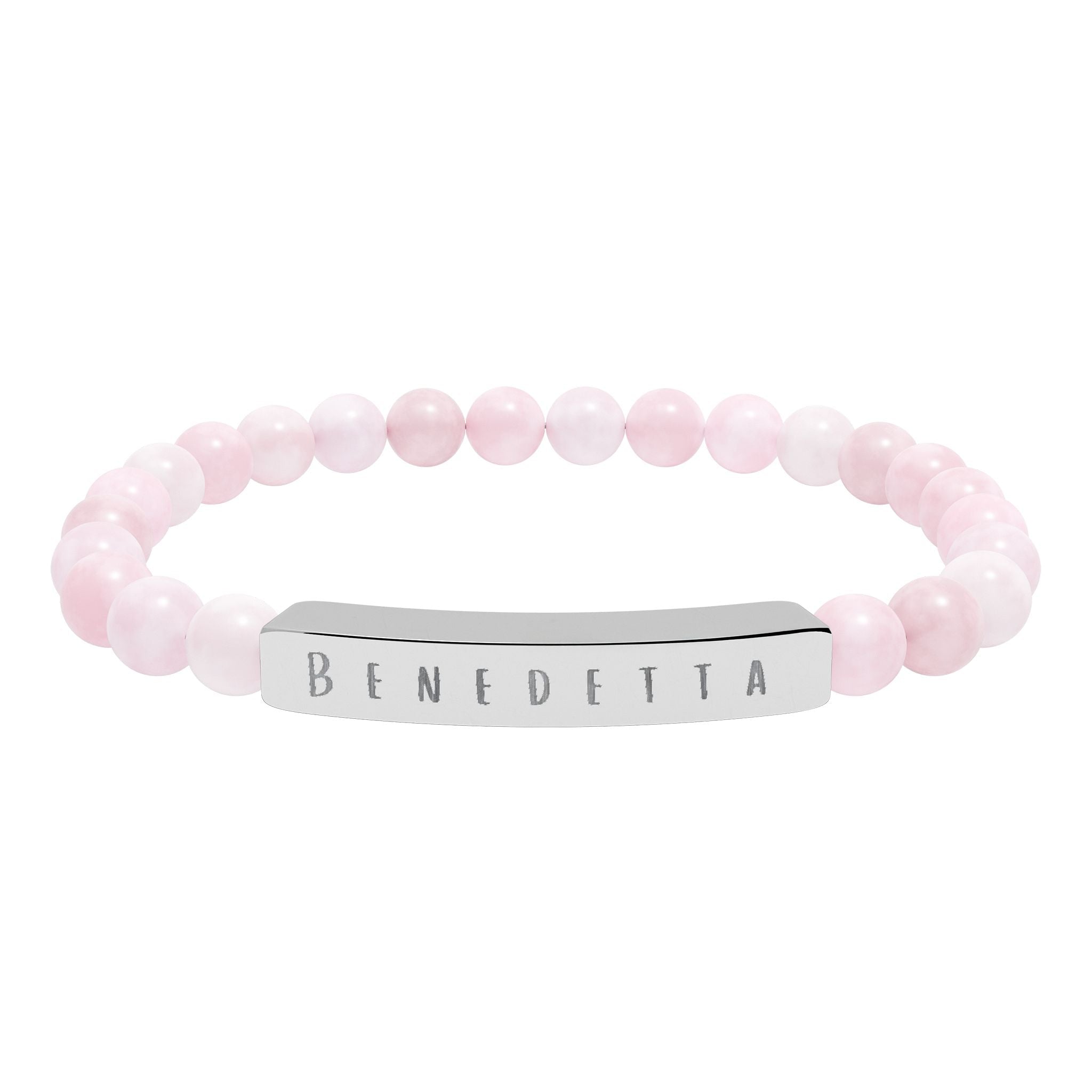 Benedetta (Blessed) Engraved Natural Stone Stretch Bar Bracelet — Italian Beaded Bracelet Accessories La Vie Bien Benedetta (Blessed) Engraved Natural Stone Stretch Bar Bracelet — Italian Beaded Bracelet