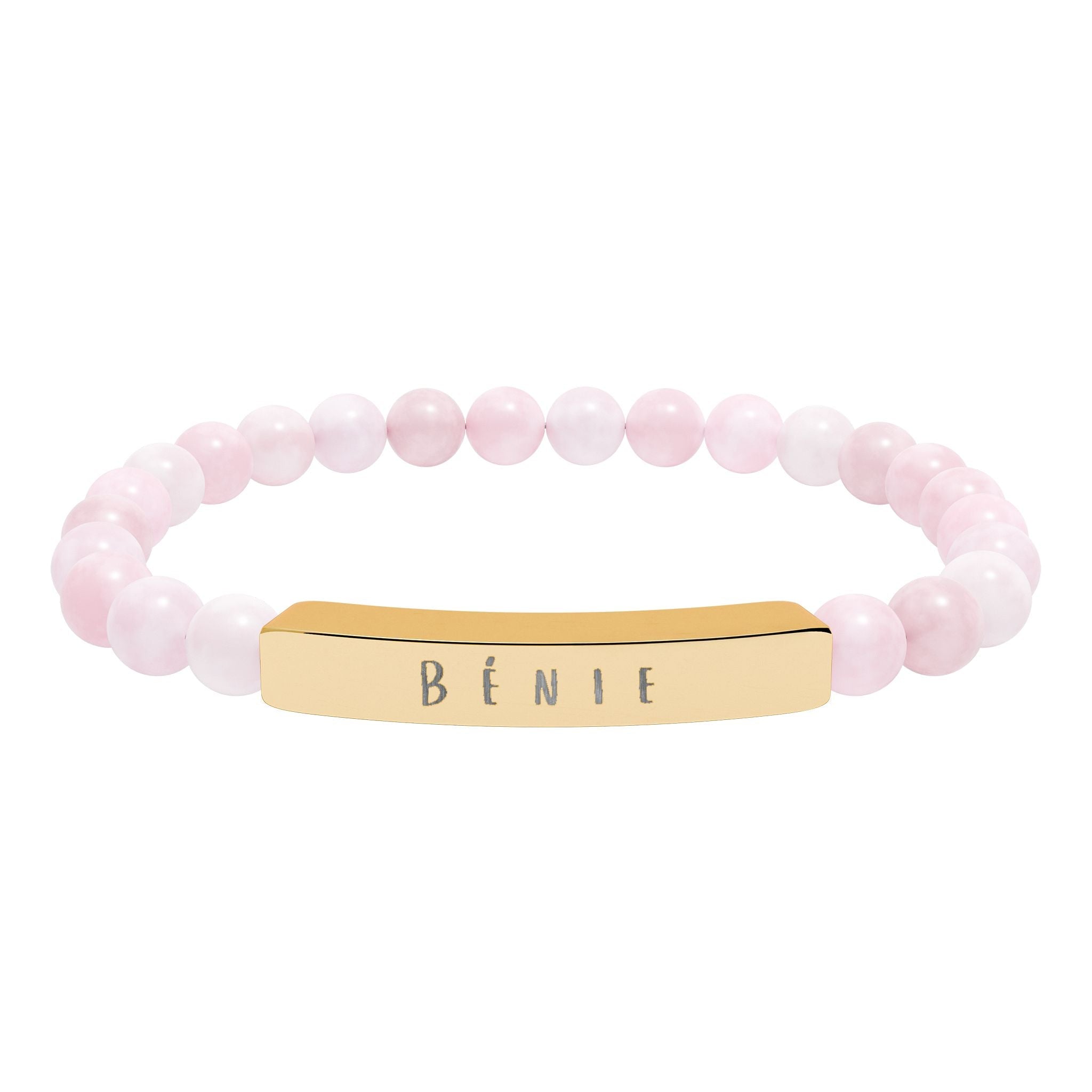 Bénie (Blessed) French beaded Engraved Bar Natural Stone Bracelet, Stretch Bead Bracelet Accessories La Vie Bien Bénie (Blessed) French beaded Engraved Bar Natural Stone Bracelet, Stretch Bead Bracelet