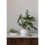 Benton Terracotta Planter with Hand-Woven Rattan Stitching by White Cliff Studio