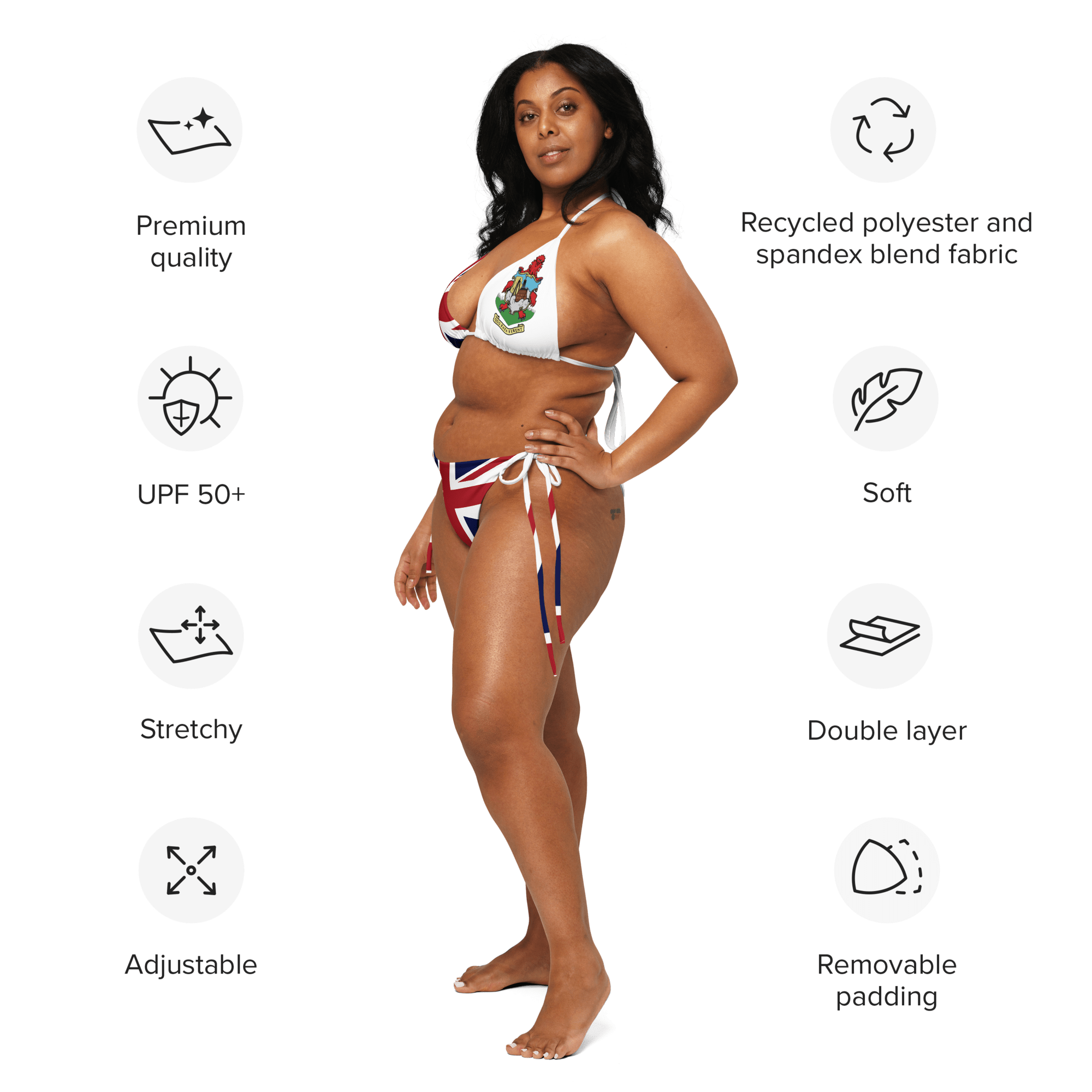 Bermuda Flag All Over Print Recycled String Bikini All - Over Print Recycled String Bikini La Vie Bien Bermuda Flag All Over Print Recycled String Bikini