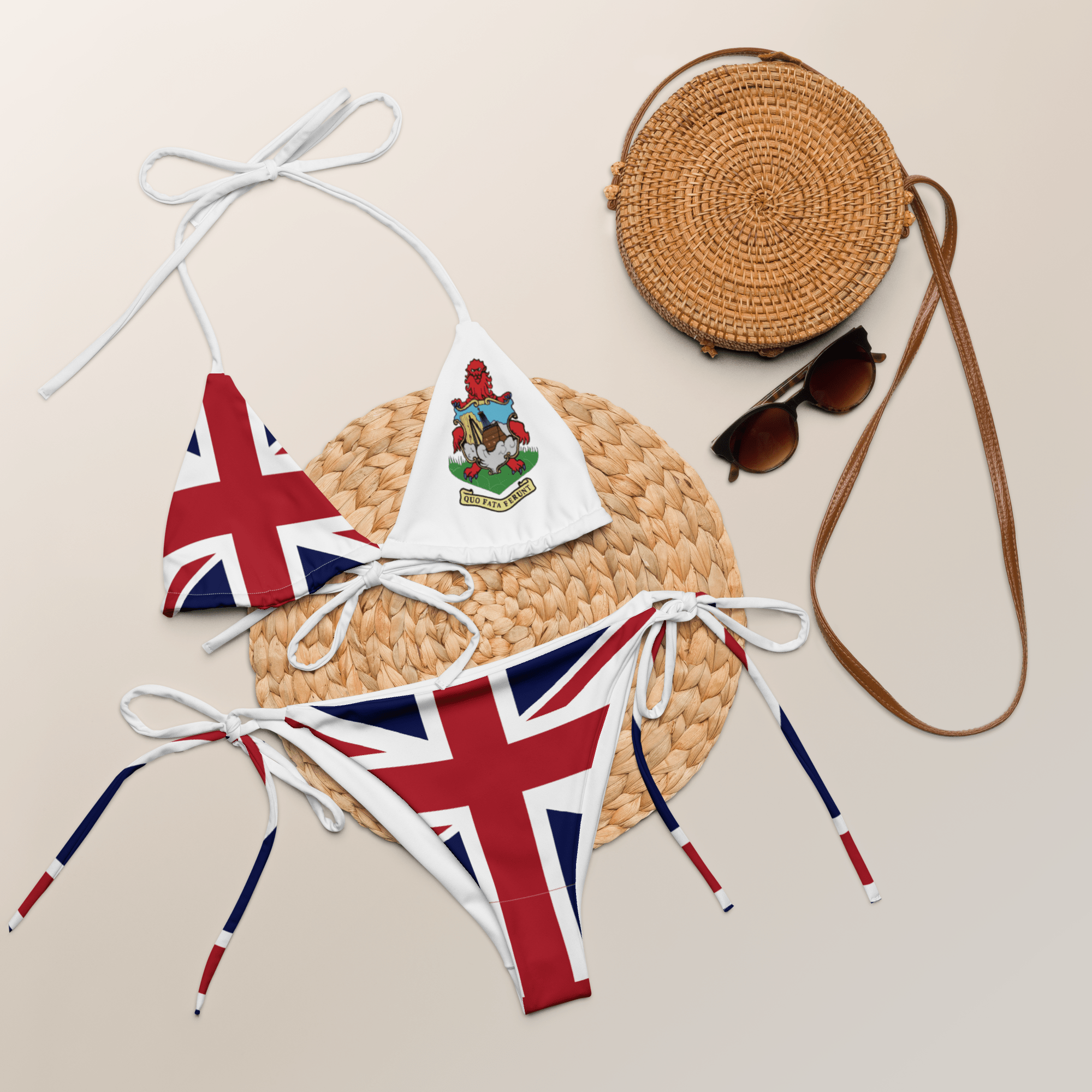 Bermuda Flag All Over Print Recycled String Bikini All - Over Print Recycled String Bikini La Vie Bien Bermuda Flag All Over Print Recycled String Bikini