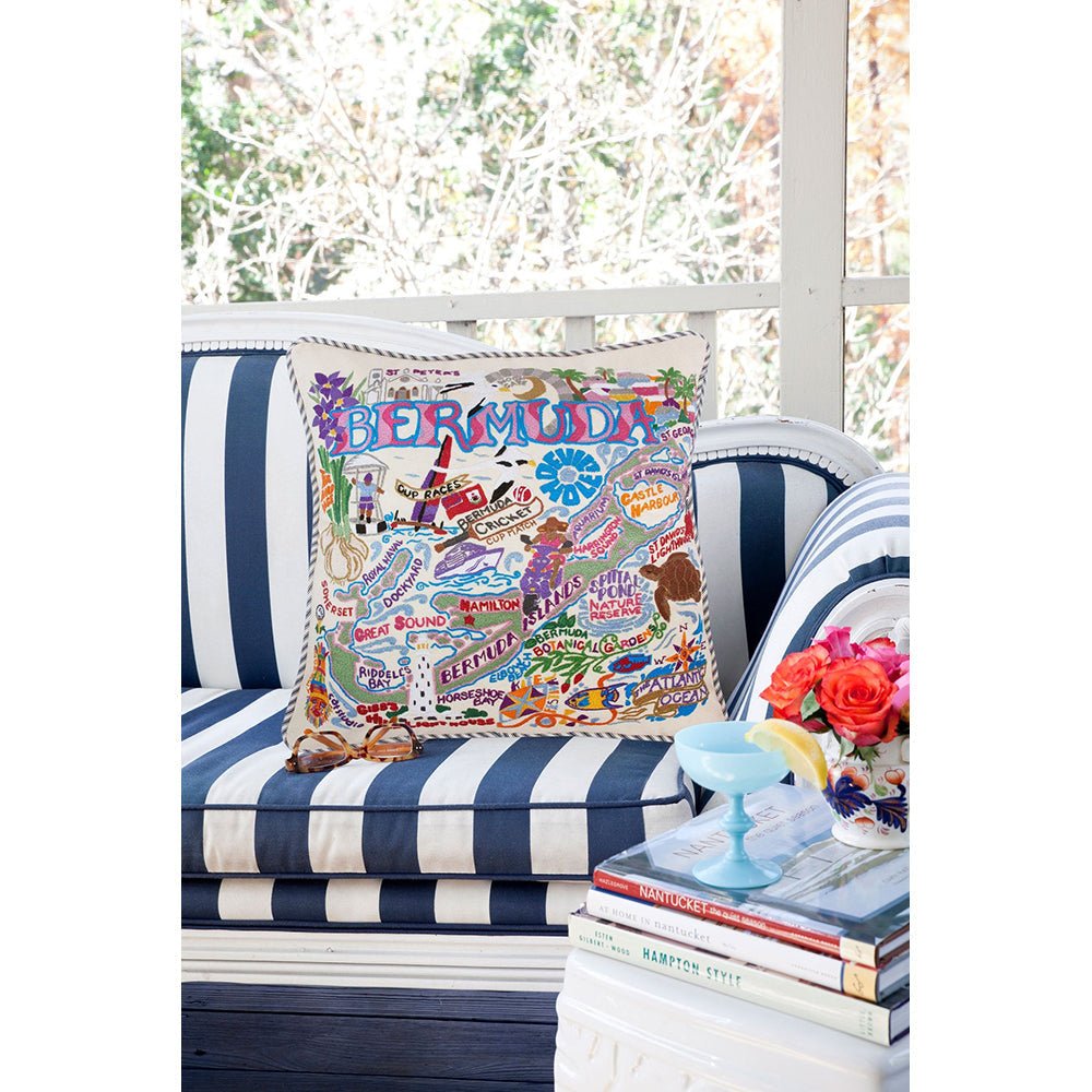 Bermuda Hand - Embroidered Pillow Pillows La Vie Bien Bermuda Hand - Embroidered Pillow
