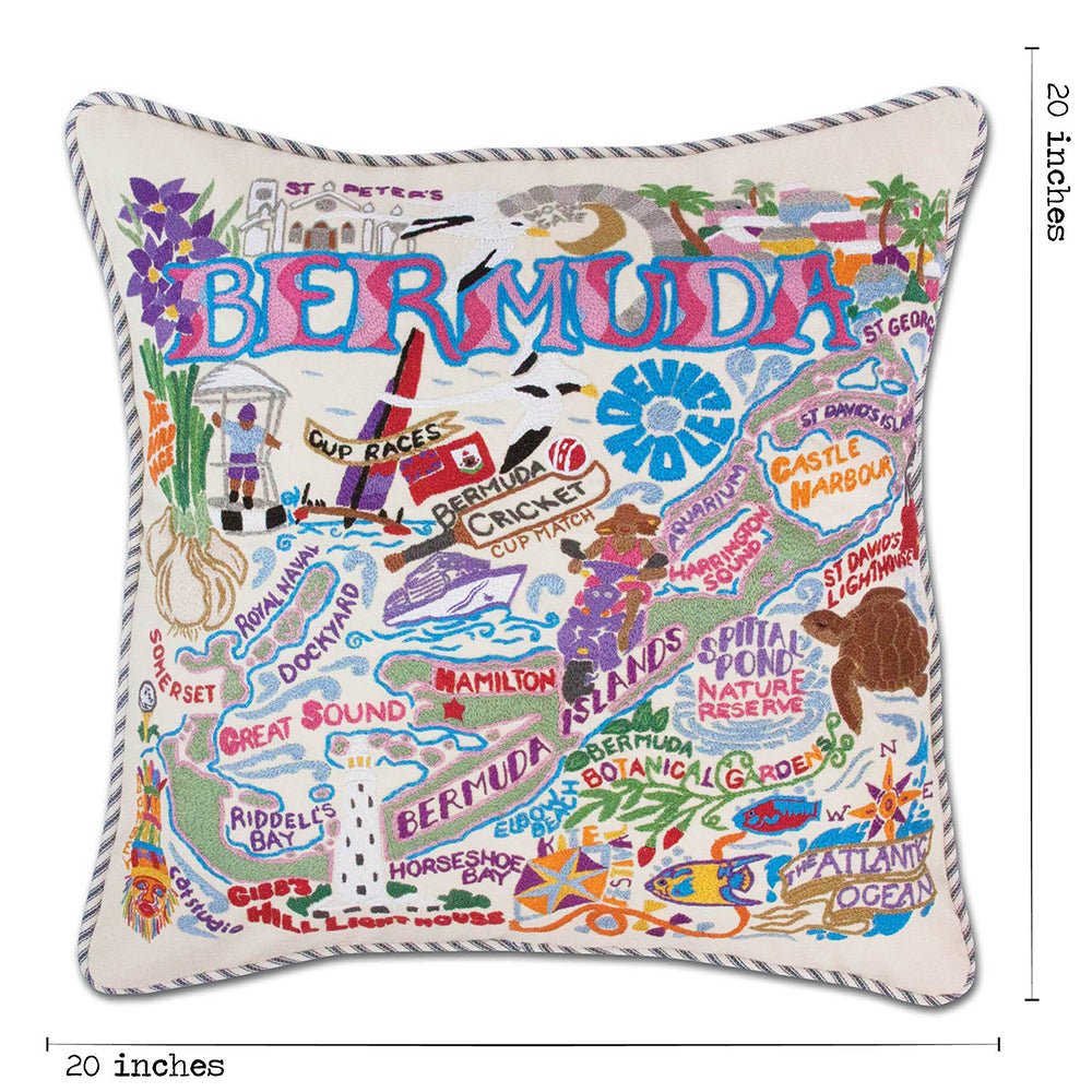 Bermuda Hand - Embroidered Pillow Pillows La Vie Bien Bermuda Hand - Embroidered Pillow