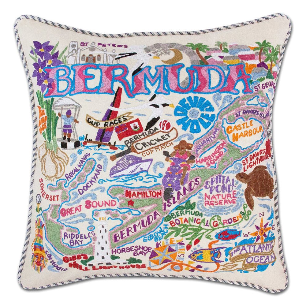 Bermuda Hand - Embroidered Pillow Pillows La Vie Bien Bermuda Hand - Embroidered Pillow