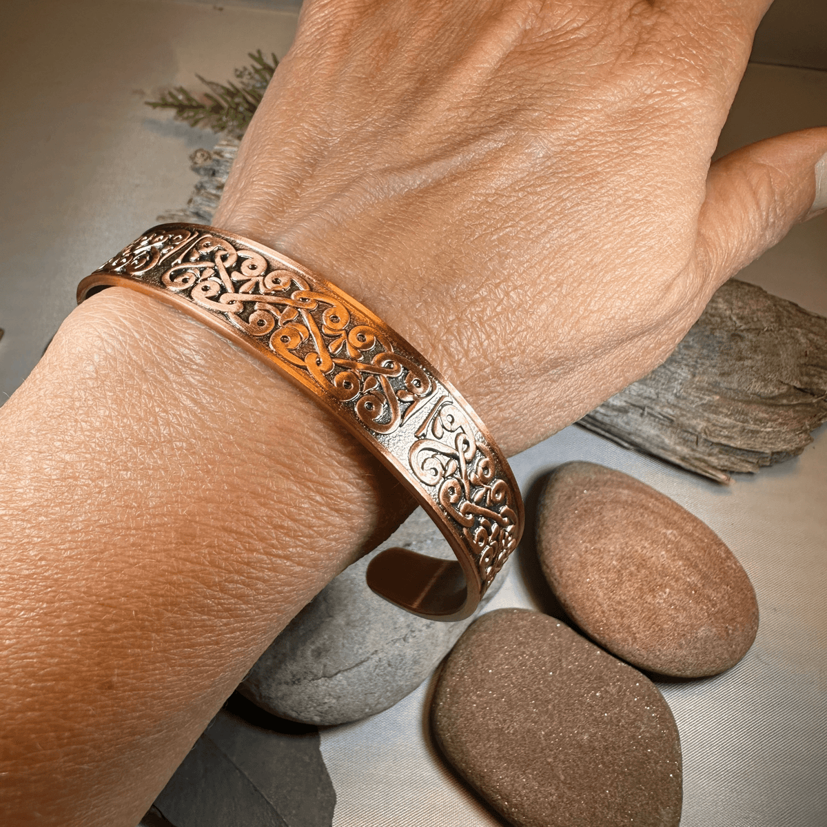 Bernicia Celtic Copper Cuff Bracelet Bracelet La Vie Bien Bernicia Celtic Copper Cuff Bracelet