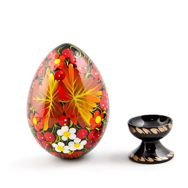 Berries & Golden Leaf Motif Ukrainian Folk Art Wooden Easter Egg Easter Eggs > Wooden > Singles La Vie Bien Berries & Golden Leaf Motif Ukrainian Folk Art Wooden Easter Egg