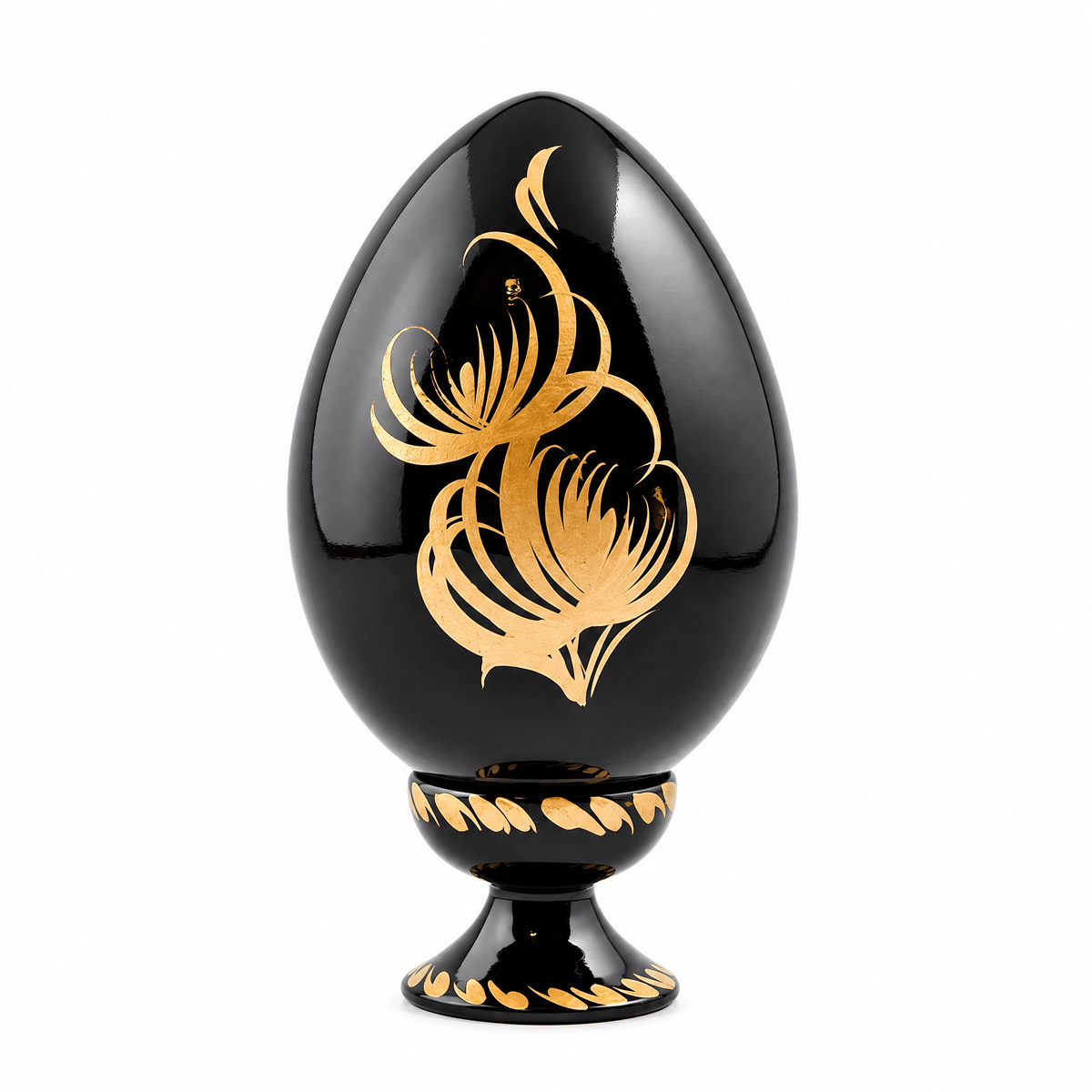 Berries & Golden Leaf Motif Ukrainian Folk Art Wooden Easter Egg Easter Eggs > Wooden > Singles La Vie Bien Berries & Golden Leaf Motif Ukrainian Folk Art Wooden Easter Egg