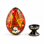 Berries & Golden Leaf Motif Ukrainian Folk Art Wooden Easter Egg Easter Eggs > Wooden > Singles La Vie Bien Berries & Golden Leaf Motif Ukrainian Folk Art Wooden Easter Egg