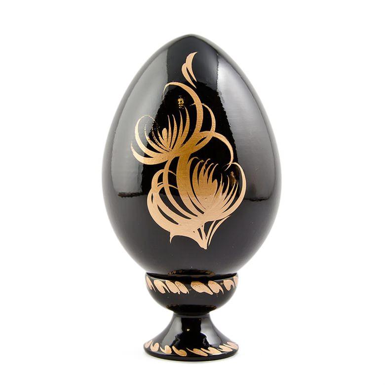 Berries & Golden Leaf Motif Ukrainian Folk Art Wooden Easter Egg Easter Eggs > Wooden > Singles La Vie Bien Berries & Golden Leaf Motif Ukrainian Folk Art Wooden Easter Egg