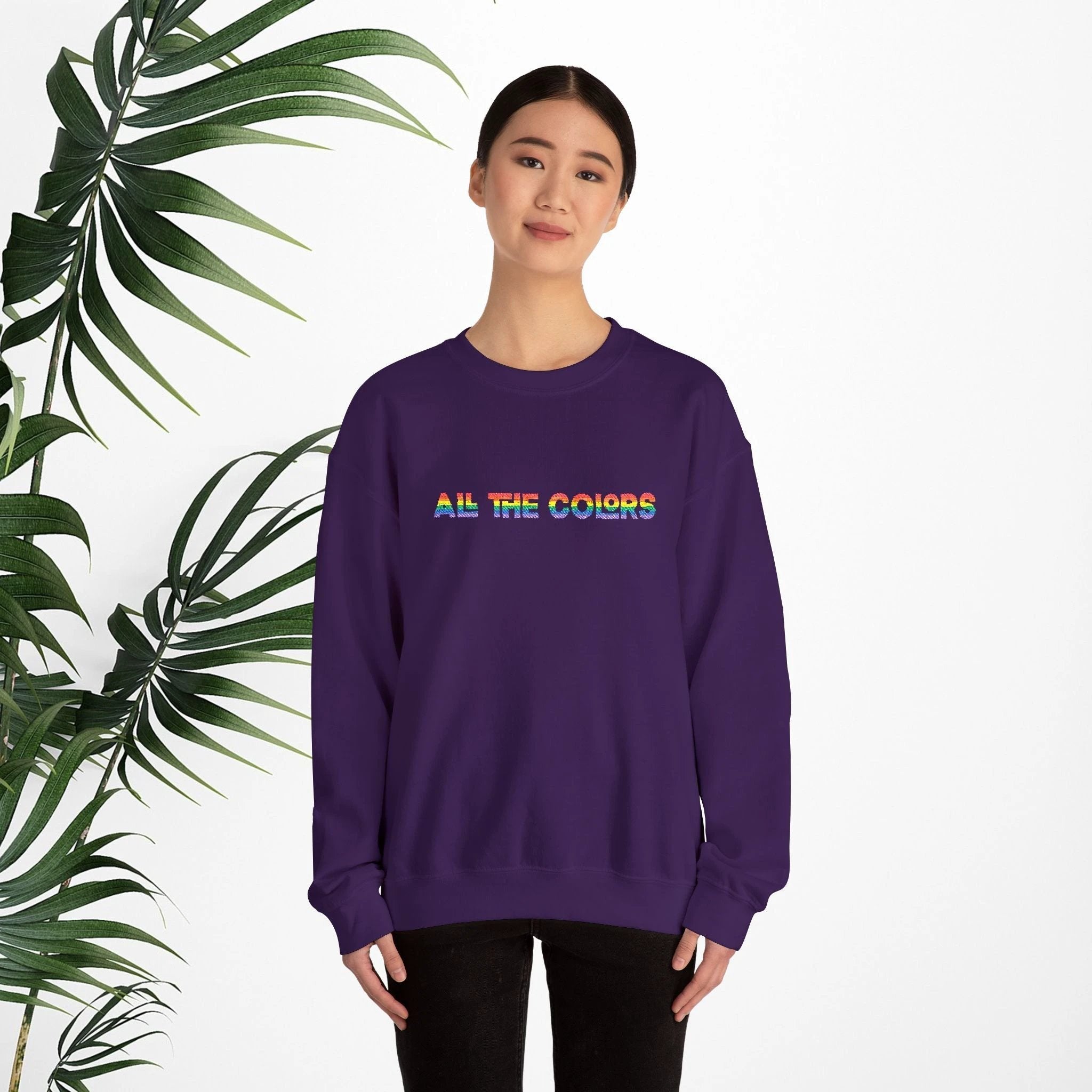 Bespattered Facade "All the Colors" Rainbow Embroidered Crewneck Sweatshirt by Bespattered Facade