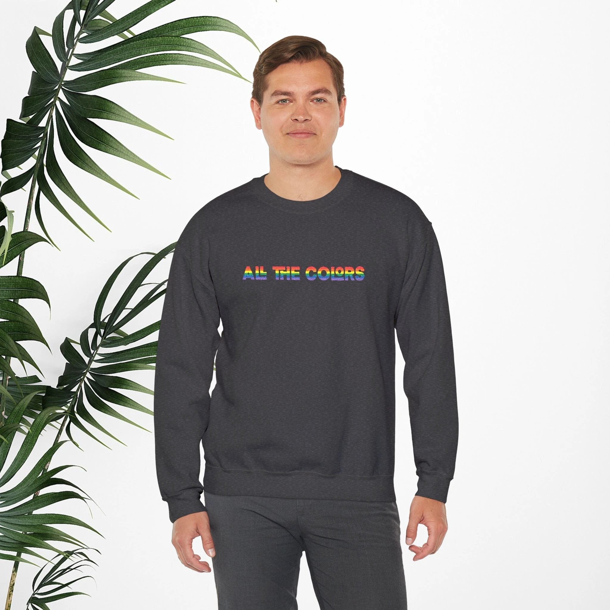 Bespattered Facade "All the Colors" Rainbow Embroidered Crewneck Sweatshirt by Bespattered Facade