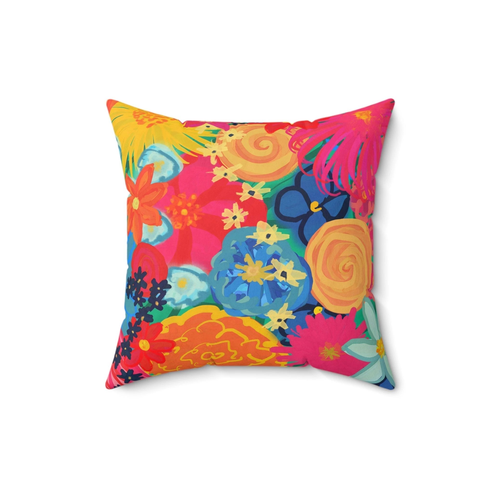Bespattered Facade Bold Florals Square Throw Pillow | 4 Sizes by Bespattered Facade