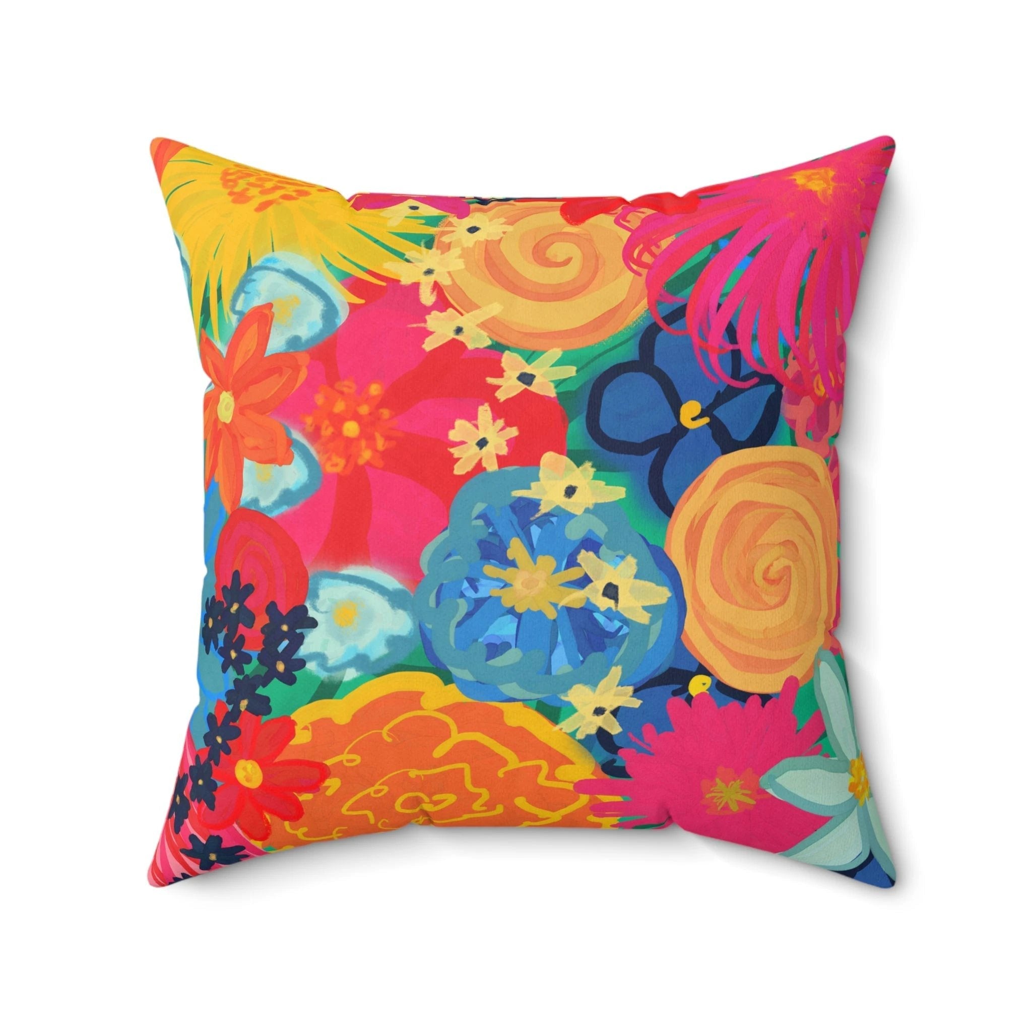 Bespattered Facade Bold Florals Square Throw Pillow | 4 Sizes by Bespattered Facade