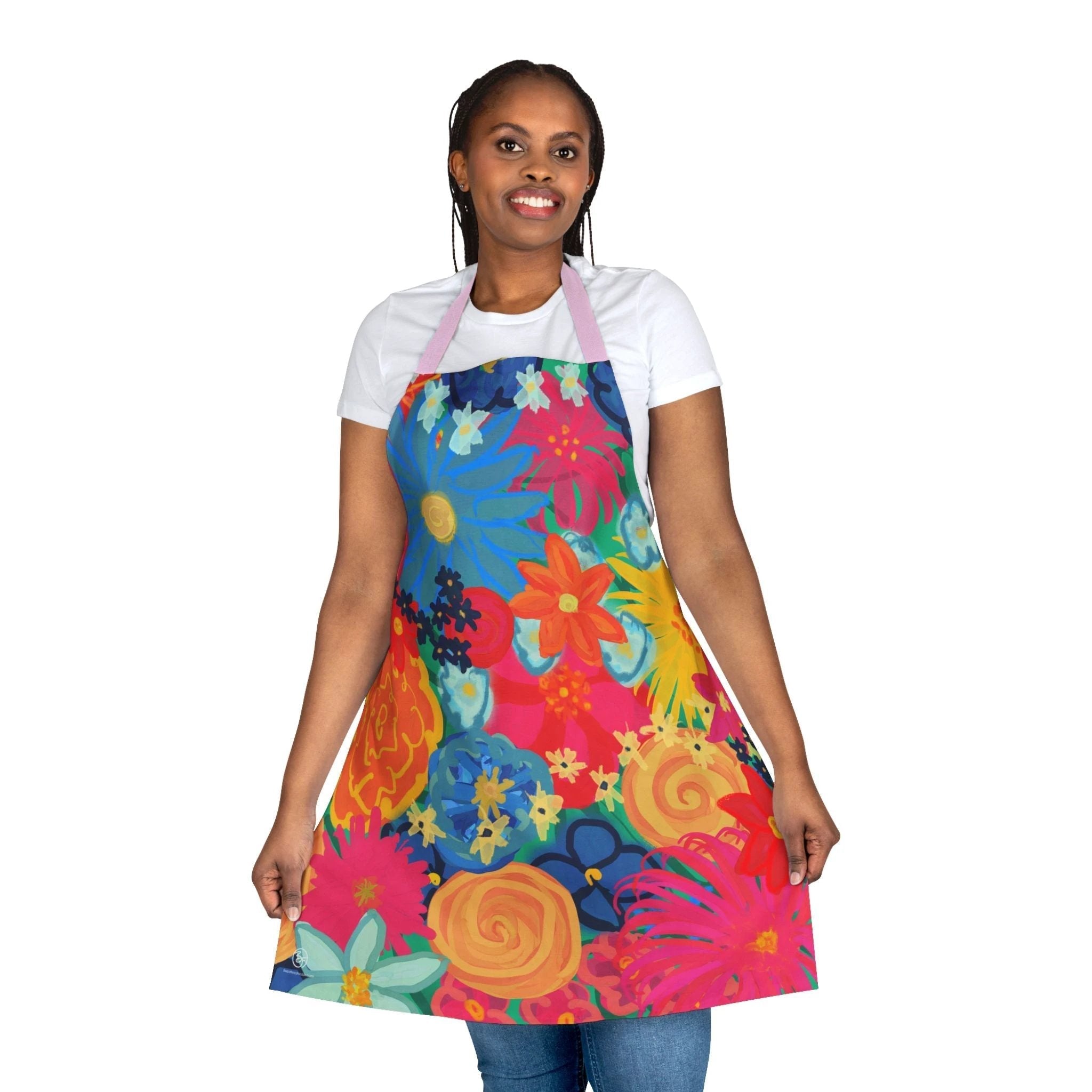Bespattered Facade Bold Florals Tie-Back Canvas Apron by Bespattered Facade