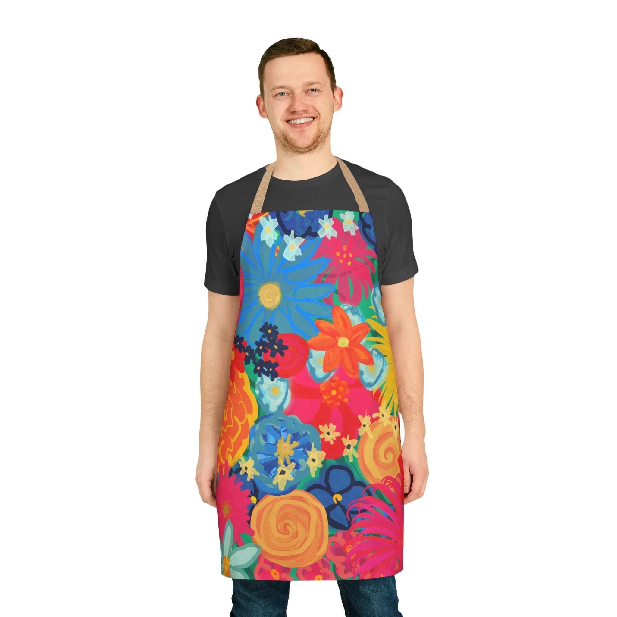 Bespattered Facade Bold Florals Tie-Back Canvas Apron by Bespattered Facade
