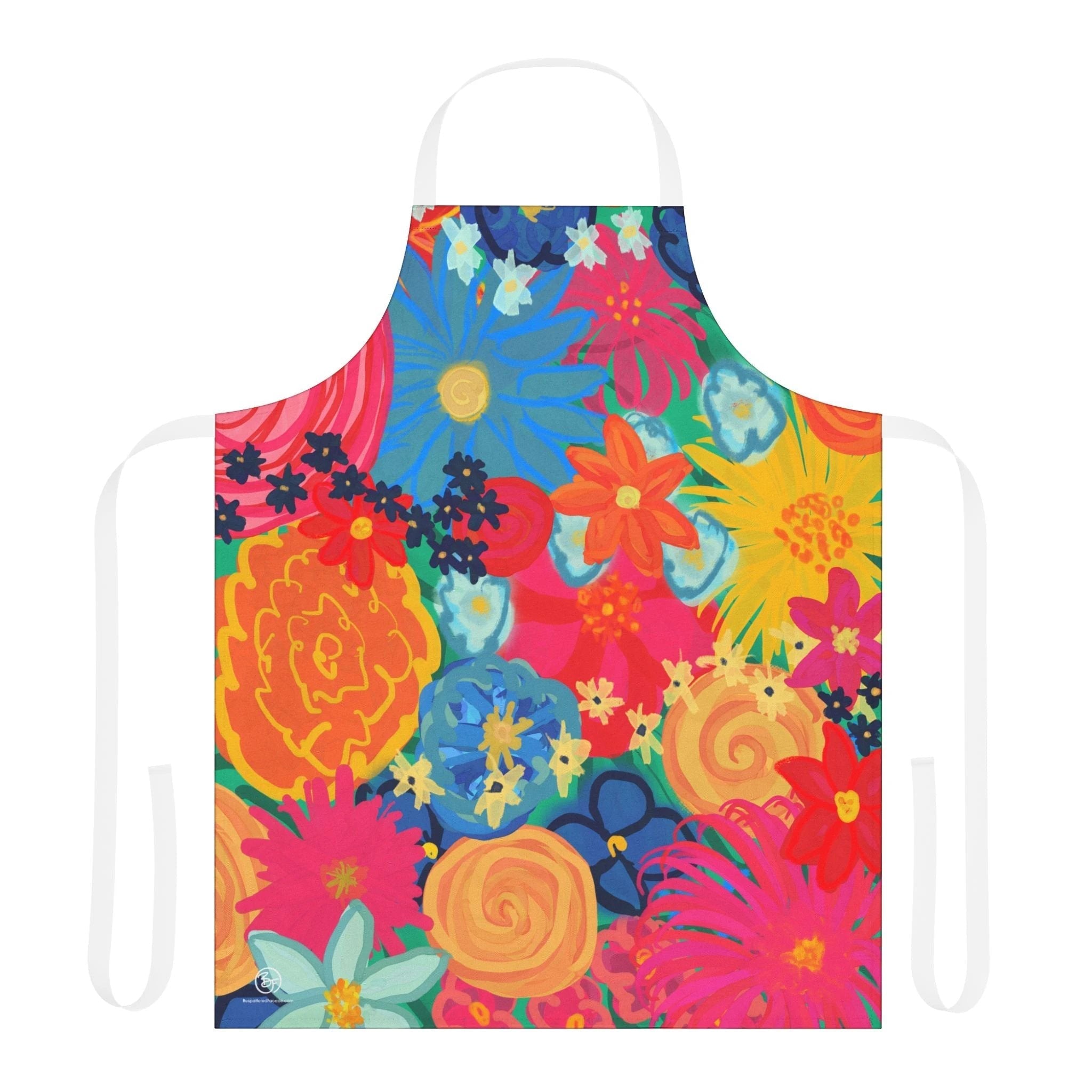 Bespattered Facade Bold Florals Tie-Back Canvas Apron by Bespattered Facade