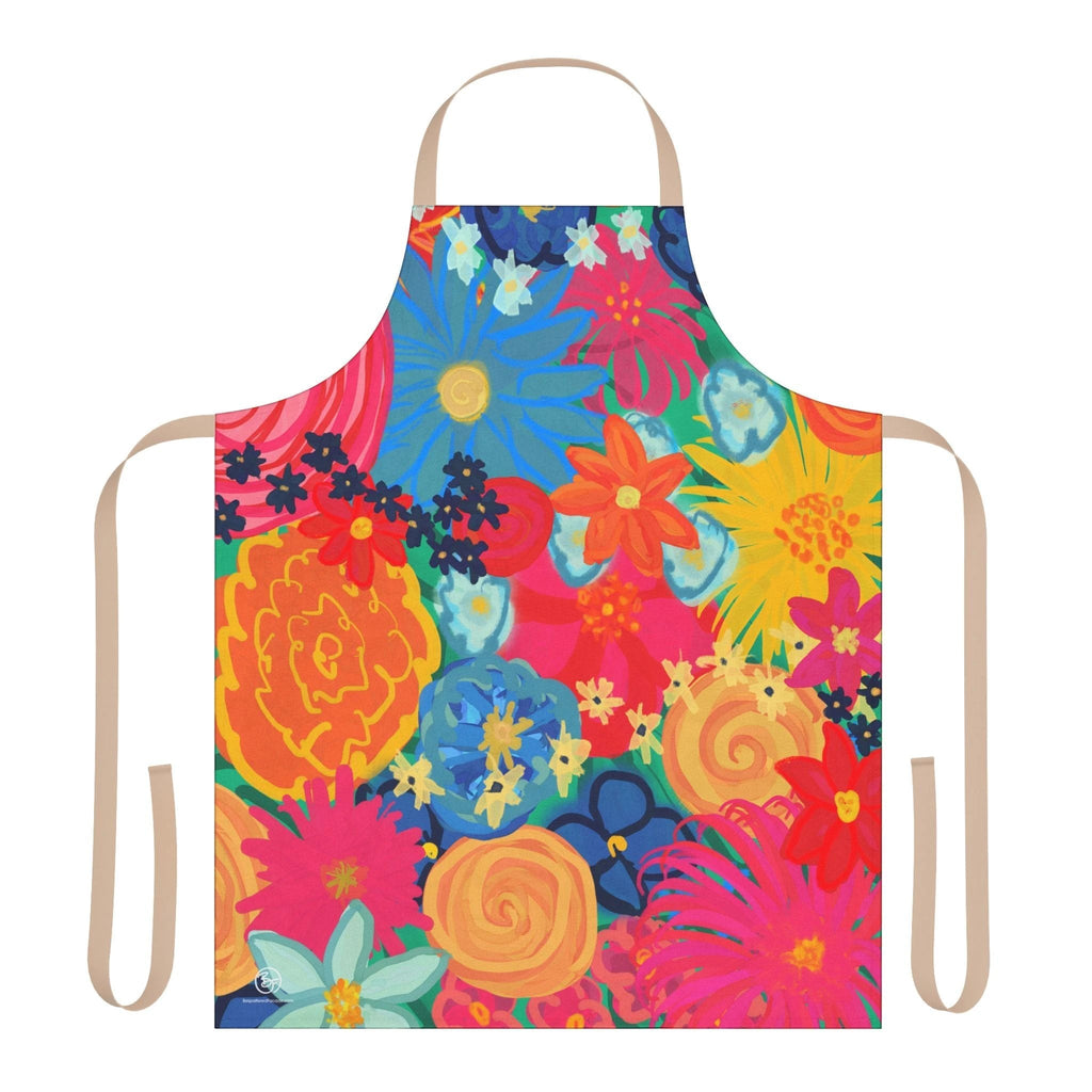 Bespattered Facade Bold Florals Tie-Back Canvas Apron by Bespattered Facade