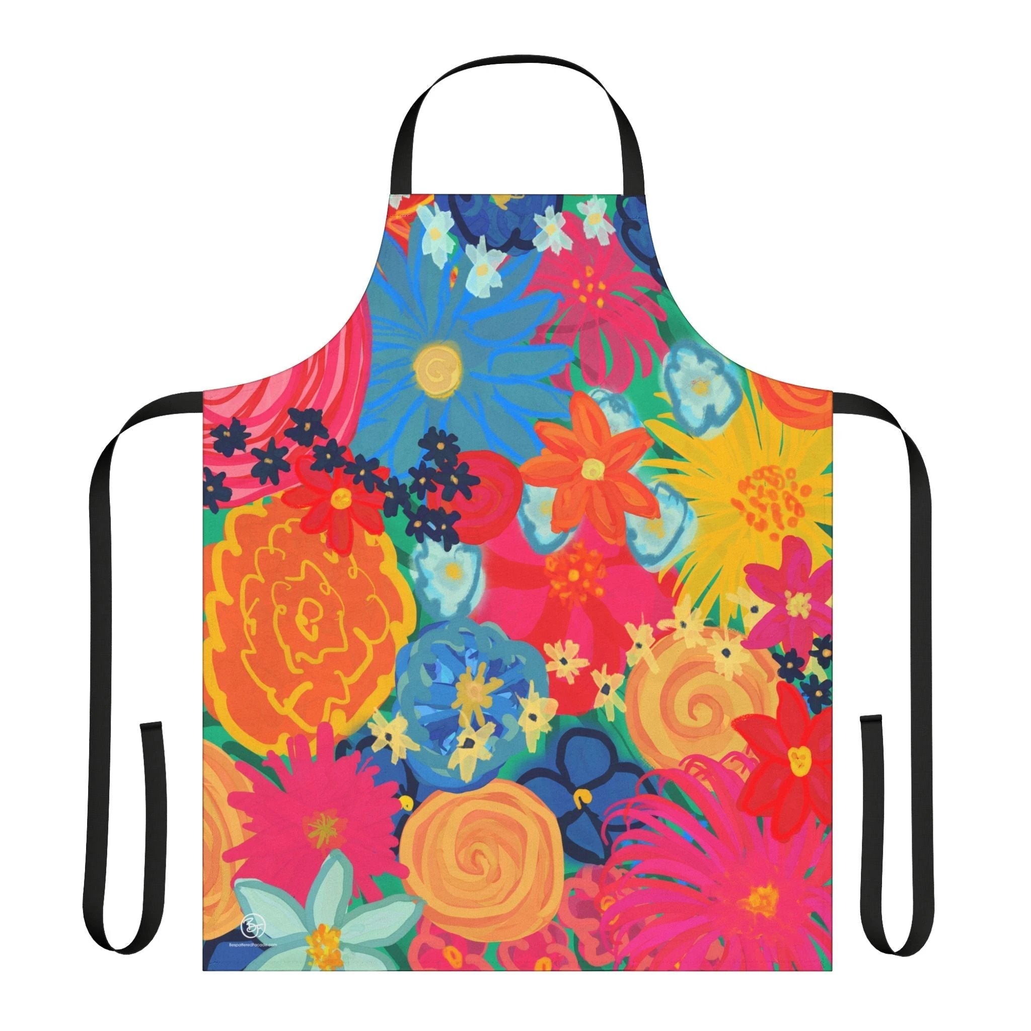 Bespattered Facade Bold Florals Tie-Back Canvas Apron by Bespattered Facade