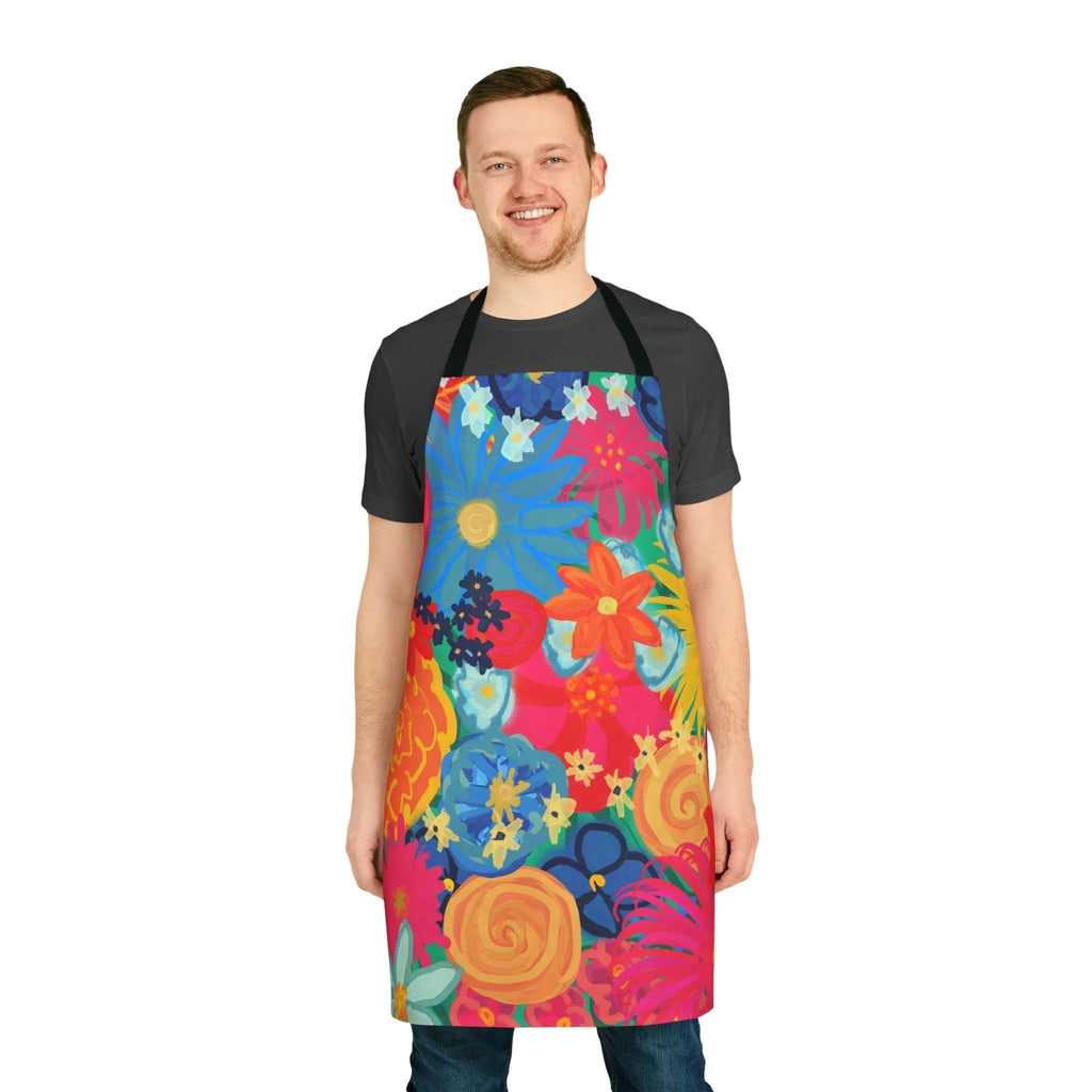 Bespattered Facade Bold Florals Tie-Back Canvas Apron by Bespattered Facade