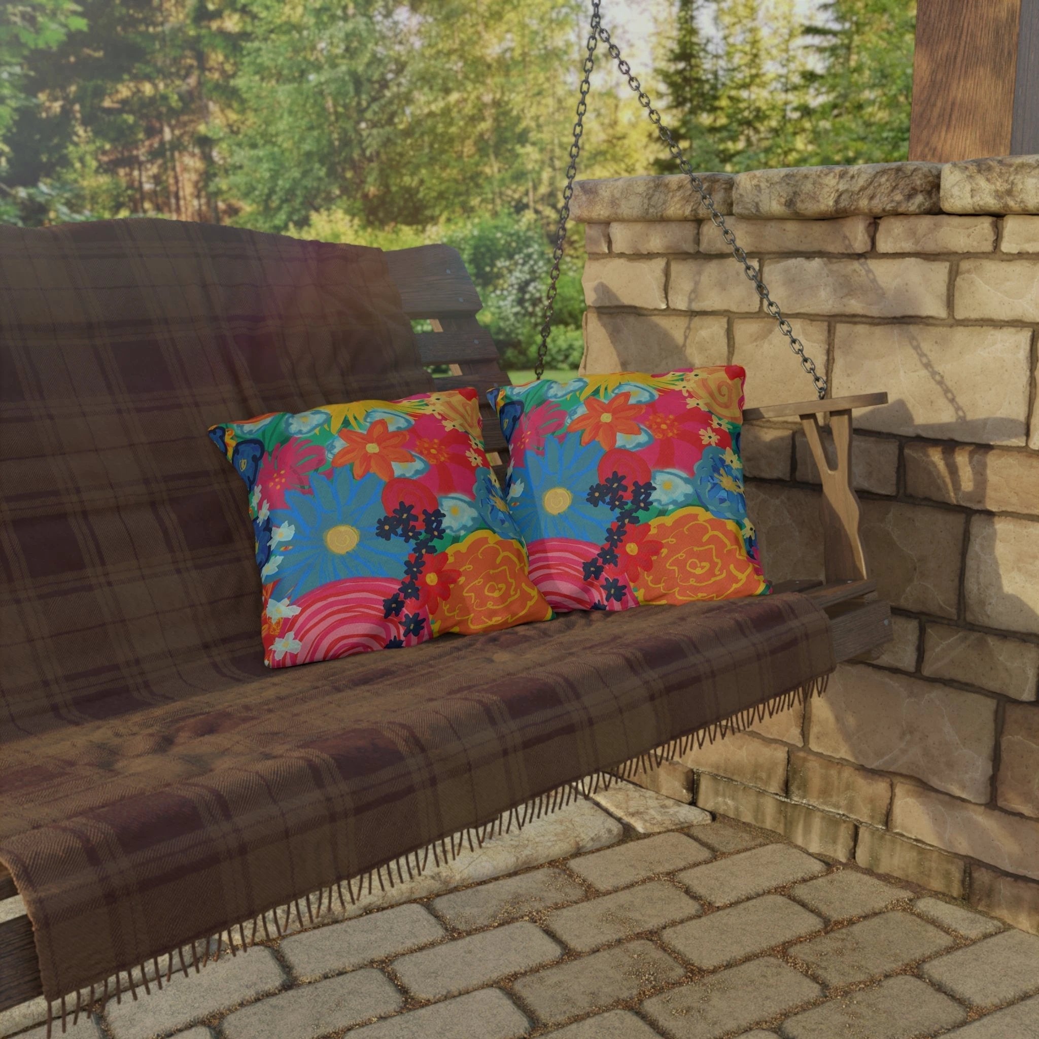 Bespattered Facade Bold Florals UV-Resistant Outdoor Pillows | 4 Sizes by Bespattered Facade