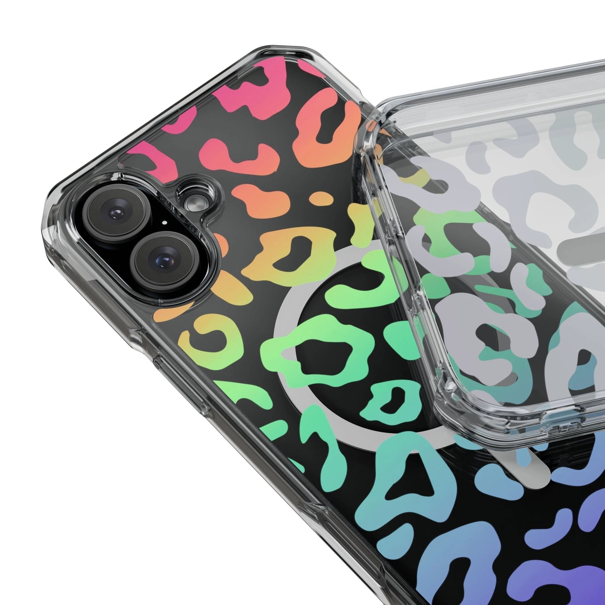 Bespattered Facade Bright Rainbow Leopard MagSafe Clear Impact Case by Bespattered Facade