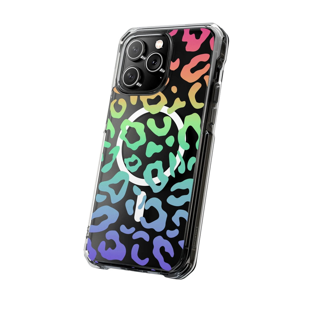 Bespattered Facade Bright Rainbow Leopard MagSafe Clear Impact Case by Bespattered Facade