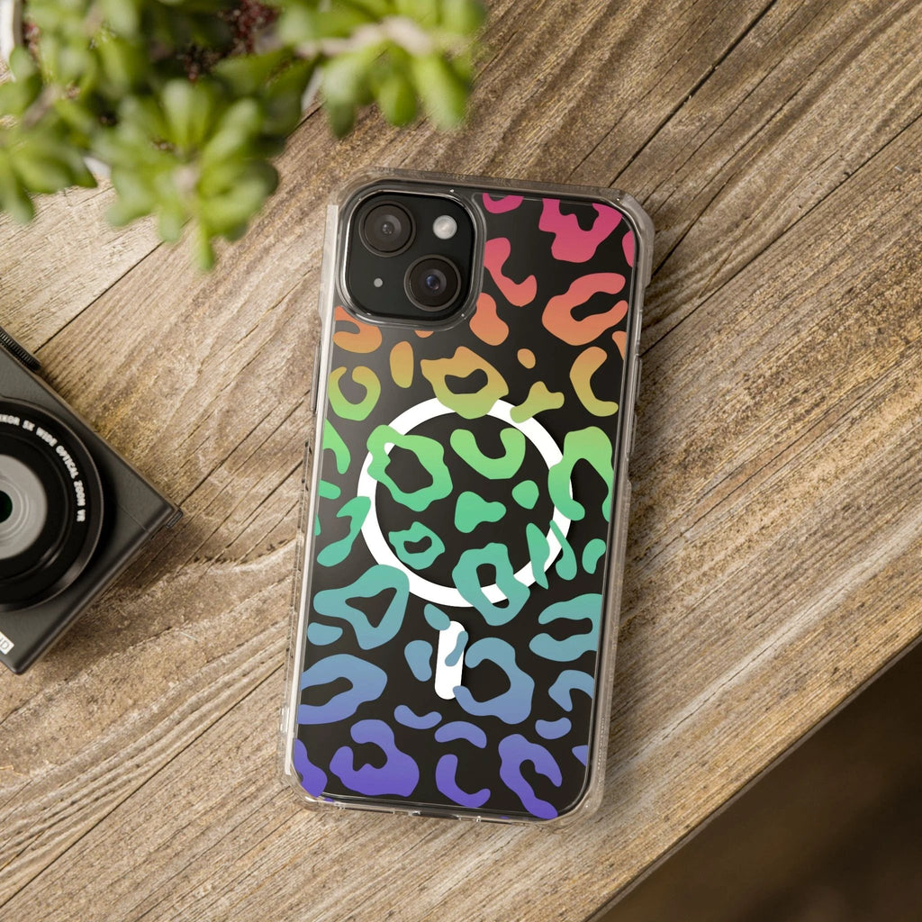 Bespattered Facade Bright Rainbow Leopard MagSafe Clear Impact Case by Bespattered Facade