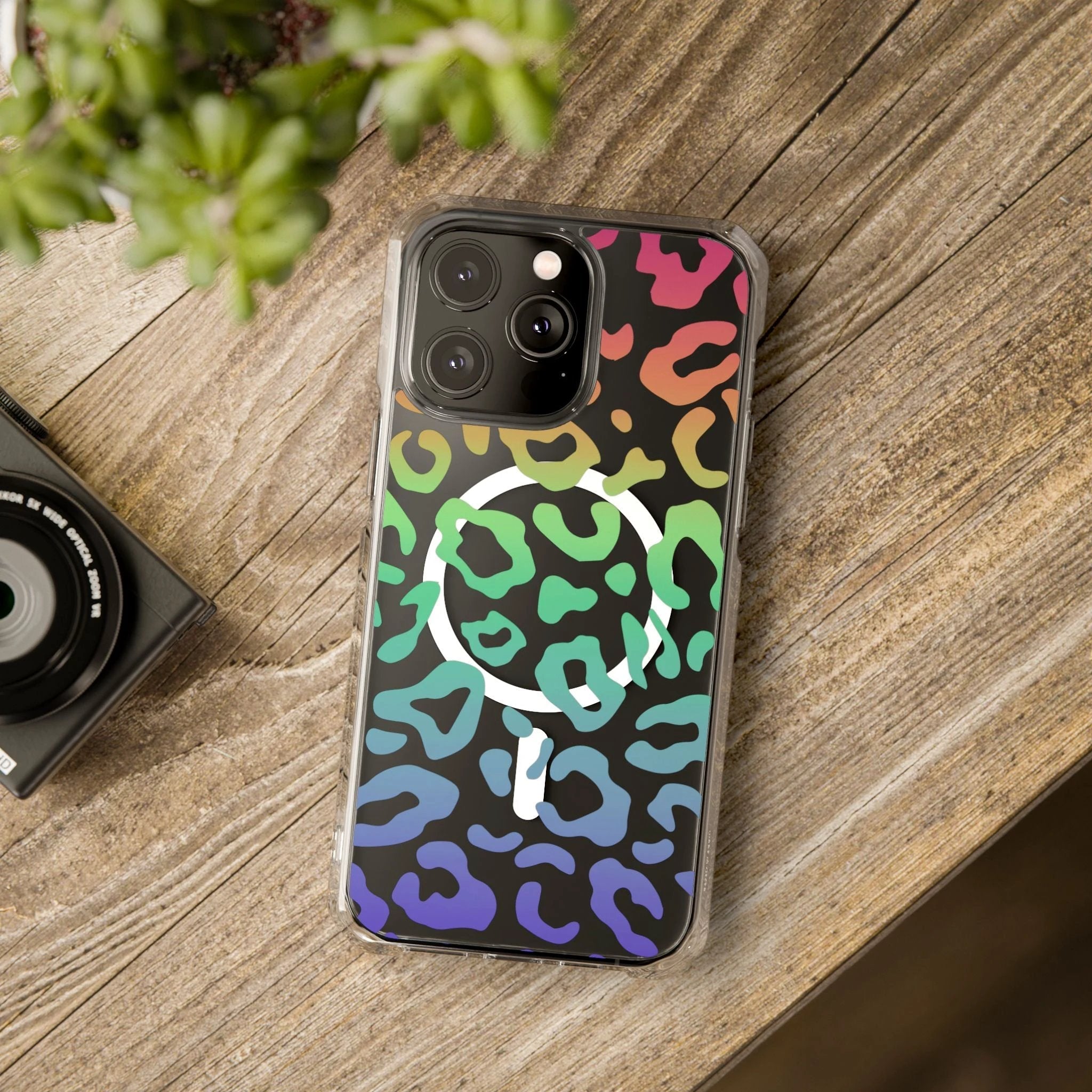 Bespattered Facade Bright Rainbow Leopard MagSafe Clear Impact Case by Bespattered Facade
