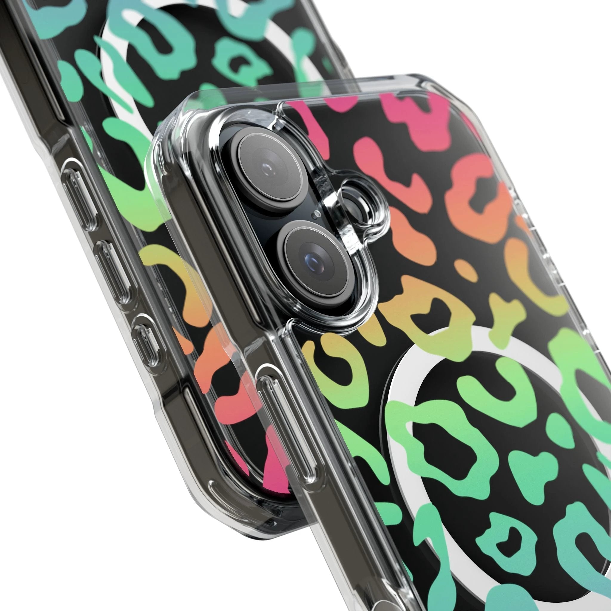 Bespattered Facade Bright Rainbow Leopard MagSafe Clear Impact Case by Bespattered Facade