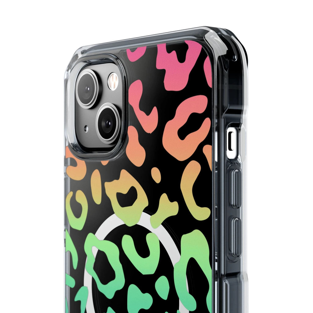 Bespattered Facade Bright Rainbow Leopard MagSafe Clear Impact Case by Bespattered Facade