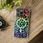 Bespattered Facade Bright Rainbow Leopard MagSafe Clear Impact Case by Bespattered Facade