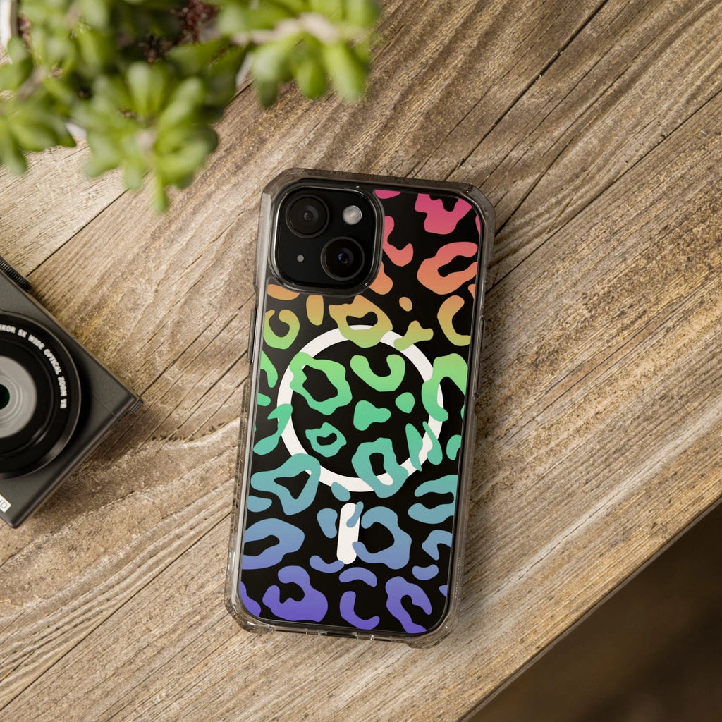 Bespattered Facade Bright Rainbow Leopard MagSafe Clear Impact Case by Bespattered Facade
