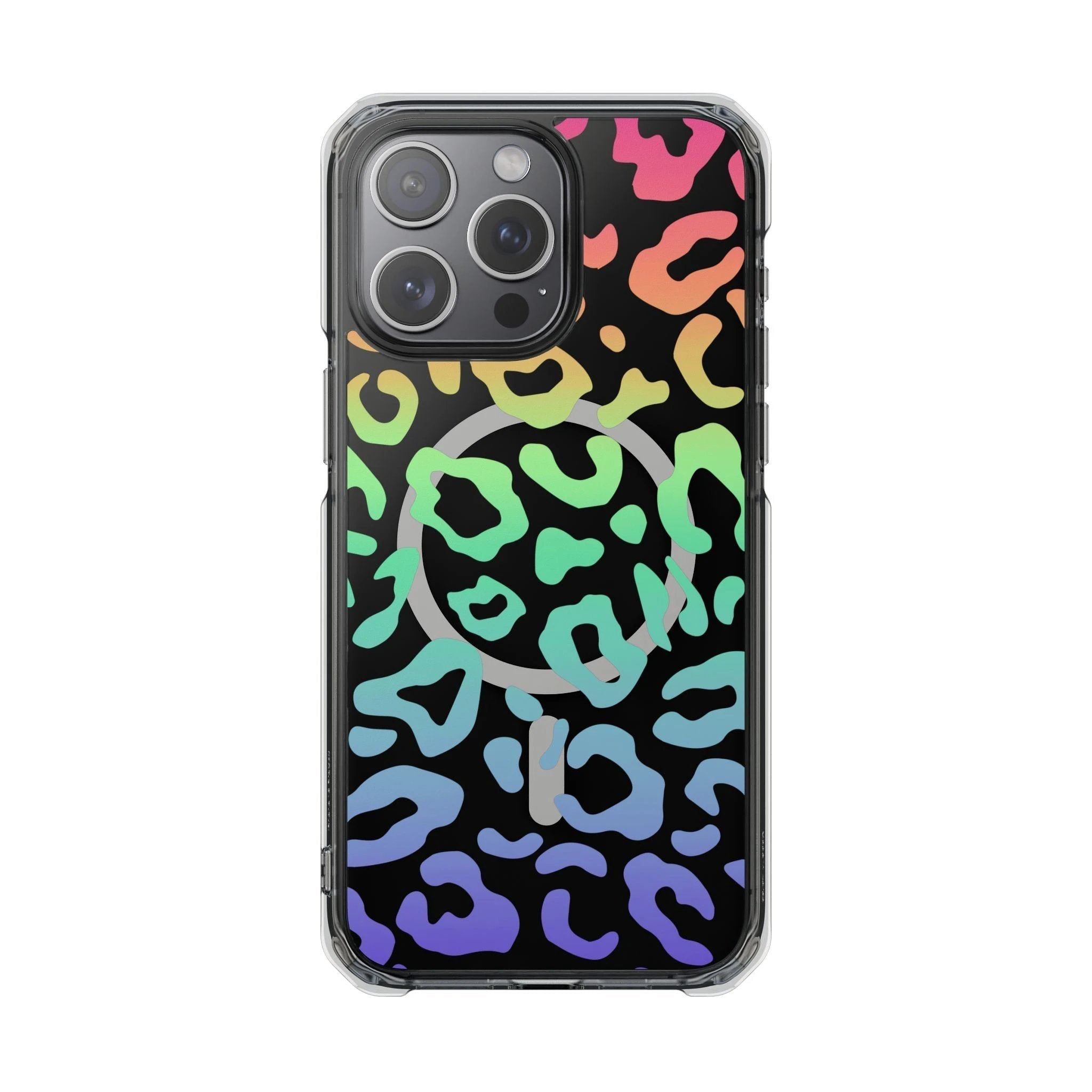 Bespattered Facade Bright Rainbow Leopard MagSafe Clear Impact Case by Bespattered Facade