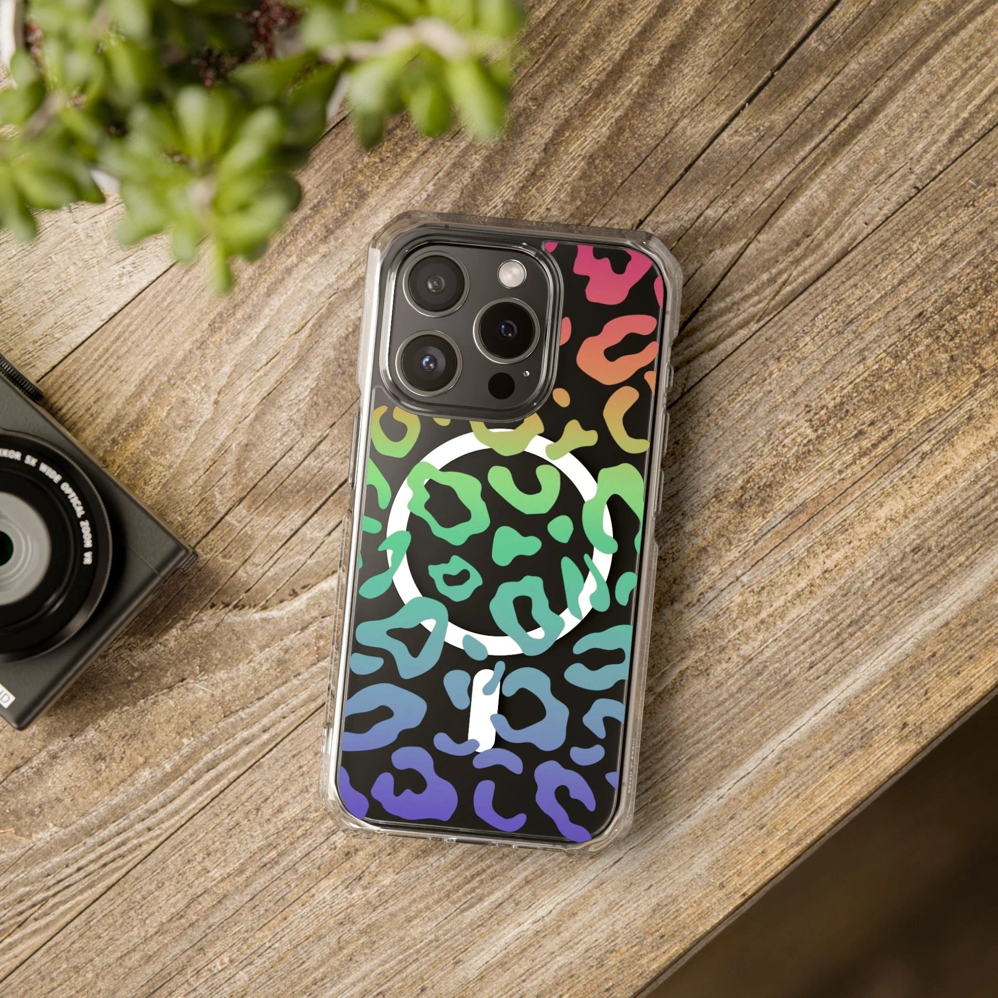 Bespattered Facade Bright Rainbow Leopard MagSafe Clear Impact Case by Bespattered Facade