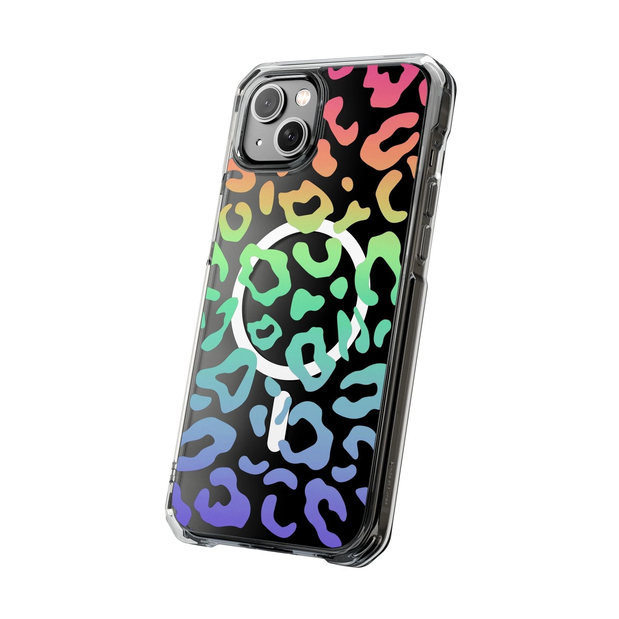 Bespattered Facade Bright Rainbow Leopard MagSafe Clear Impact Case by Bespattered Facade