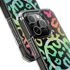 Bespattered Facade Bright Rainbow Leopard MagSafe Clear Impact Case by Bespattered Facade