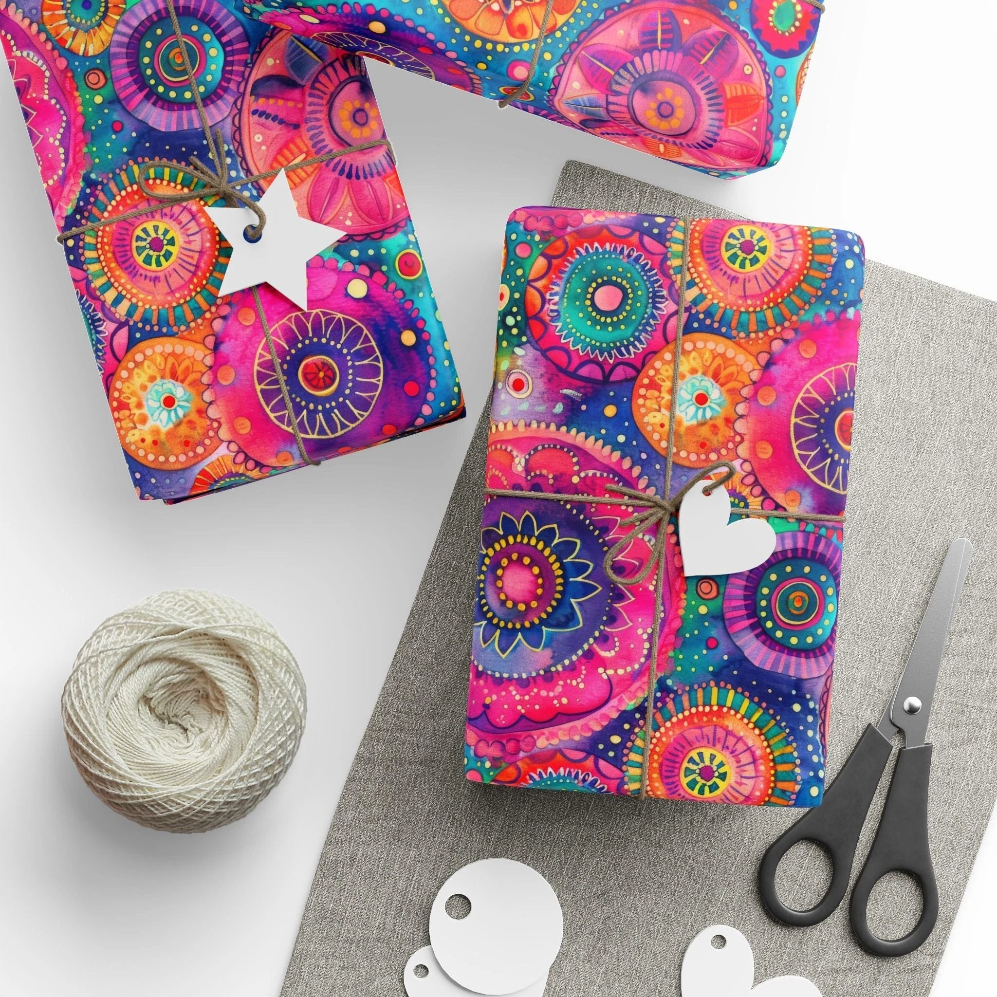 Bespattered Facade Colorful Circles Wrapping Paper | Three Sizes | Glossy or Matte by Bespattered Facade
