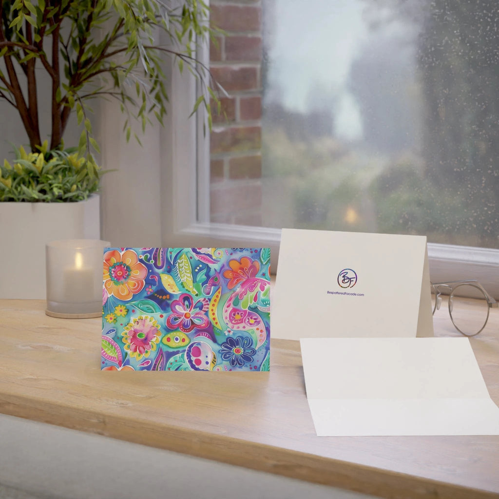 Bespattered Facade Colorful Flowers Greeting Cards | Sets of 1, 10, 30, or 50 by Bespattered Facade