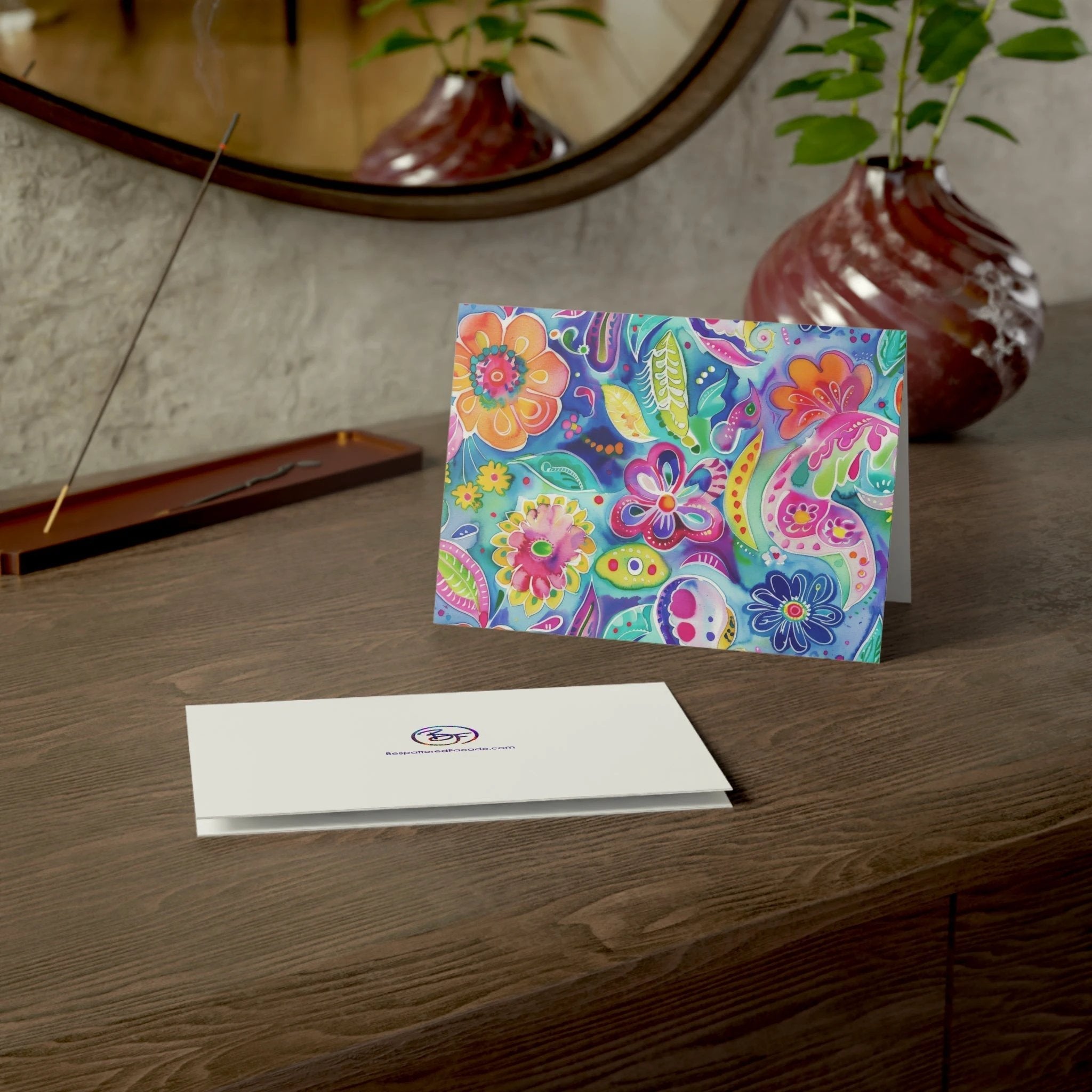 Bespattered Facade Colorful Flowers Greeting Cards | Sets of 1, 10, 30, or 50 by Bespattered Facade